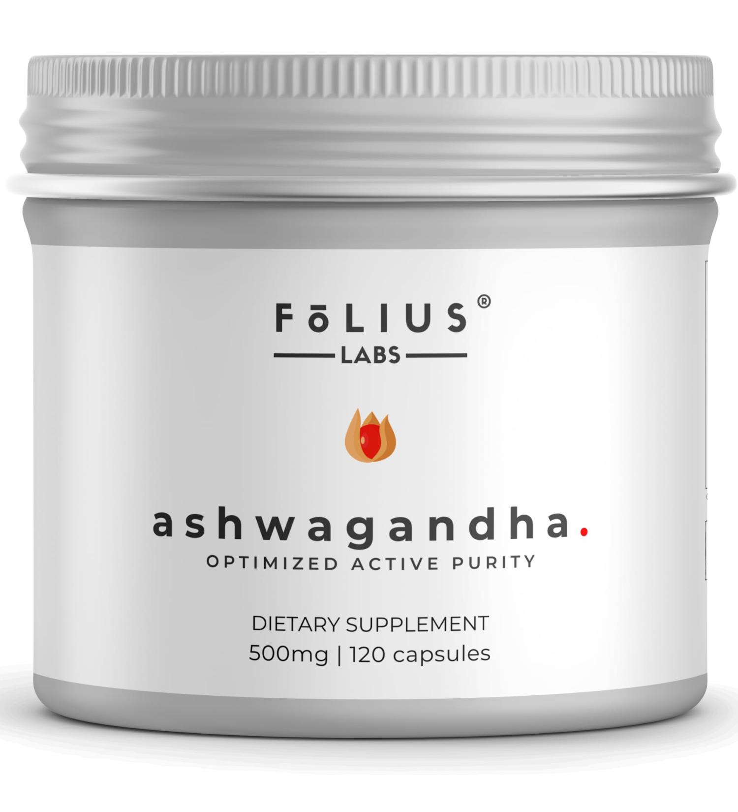 FOLIUS LABS Ashwagandha 7.5% Herbal Energy Support Supplement 500mg - Stress Relief Support Natural Mood Support - Full Spectrum Ashwagandha Root Extract -120 Capsules - Buy Online on GoSupps.com