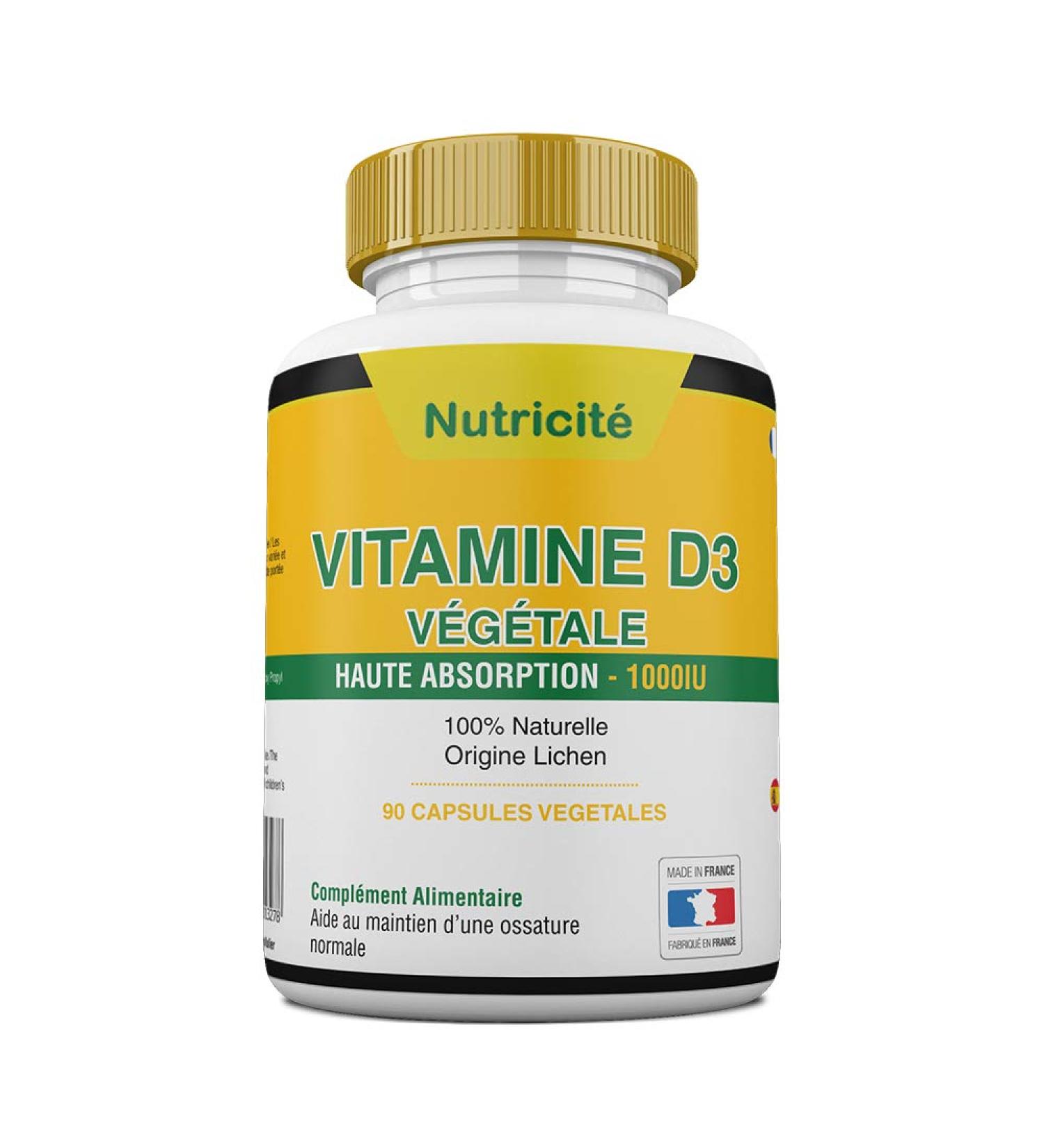 Vitamin d3 1000 IU Made in France Relies joint and bone pain Stimulates energy and morale Finally a natural vitamin d3 that is suitable for the vegetarian diet - Buy Online on GoSupps.com