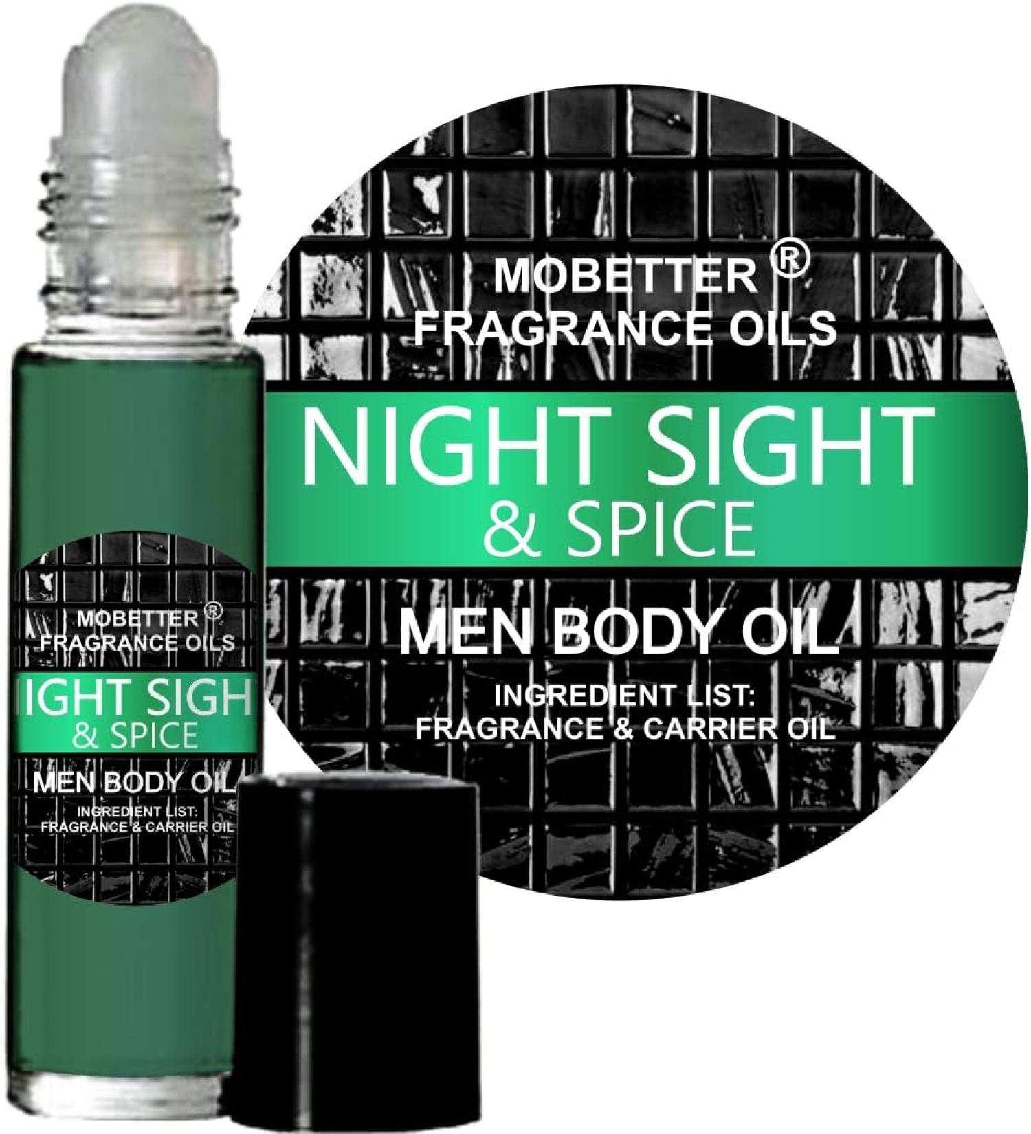 MOBETTER FRAGRANCE OILS Night Sight & Spice Men Cologne Body Oil 1/3 oz roll on Glass Bottle