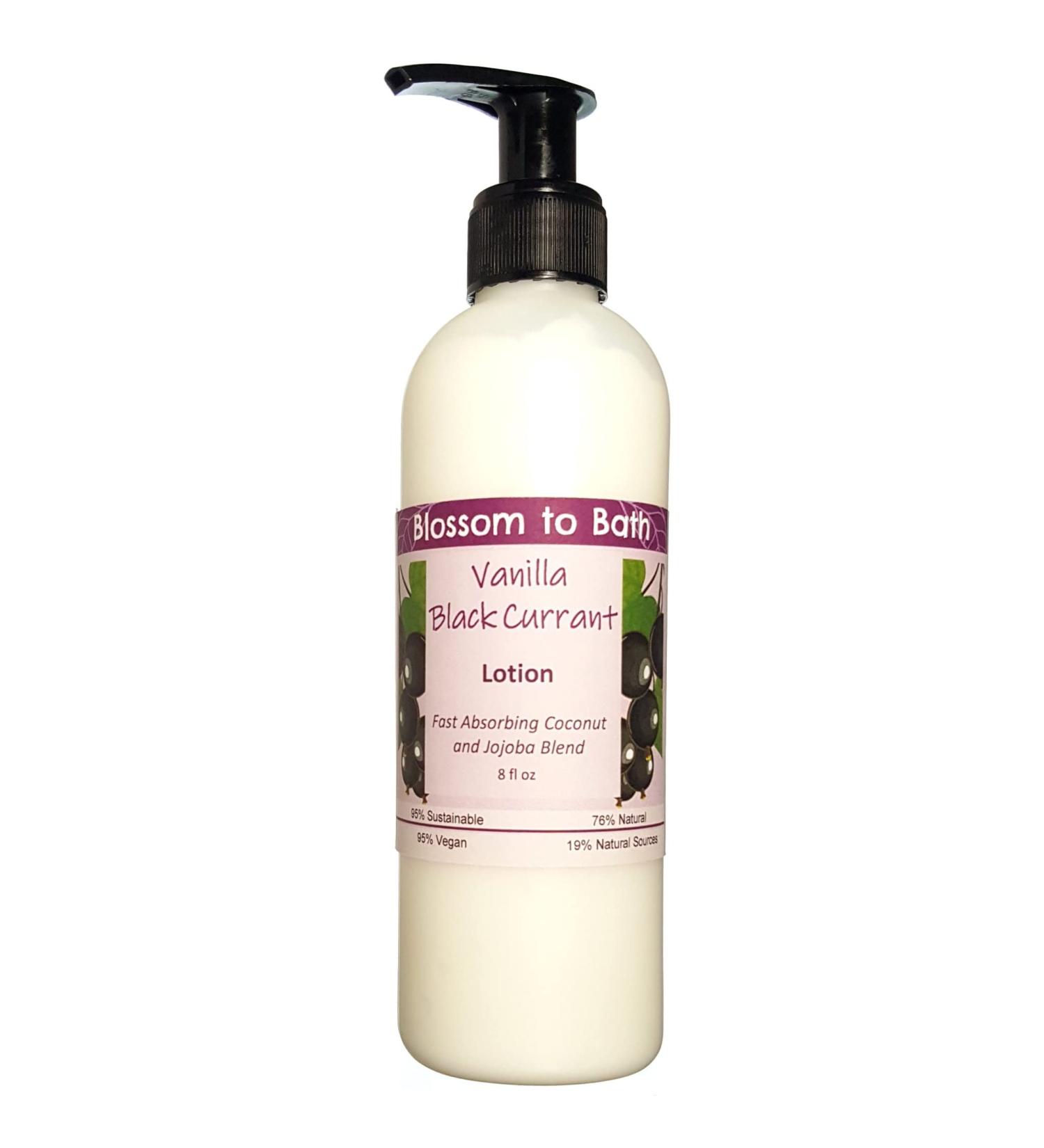 Vanilla Black Currant Lotion (8 Ounce) - Natural Fragrance - Absorbs Quickly with a Sensuous Berry Scent Vanilla Black Currant 8 Fl Oz (Pack of 1)