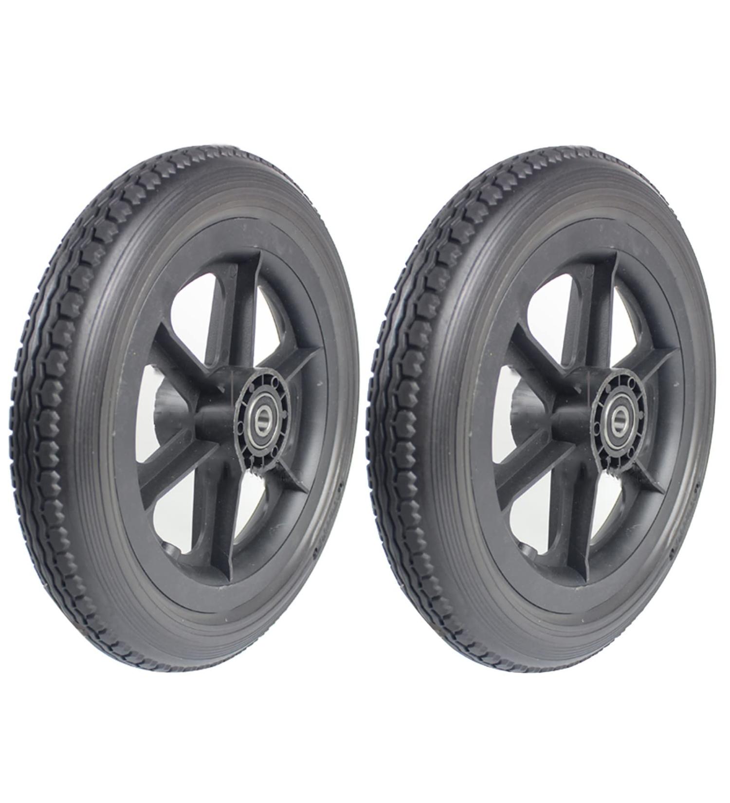 Wheelchair Front Wheel 1 Pair Solid Wheels Replacement for Wheelchair 12 X 2 Non-Pneumatic Wheelchair Rear Wheels Assembly 12Inch (30Cm) Front Wheel with 12Mm Bearing/Gray(Black) - Buy Online on GoSupps.com