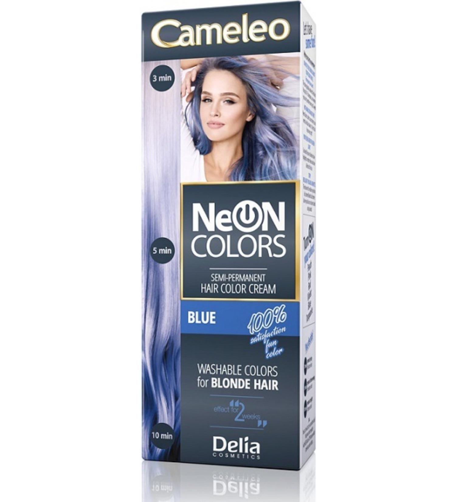 Cameleo Neon Colors Semi-Permanent Hair Color Cream Washable Colors for Blonde Hair 60ml (Blue)