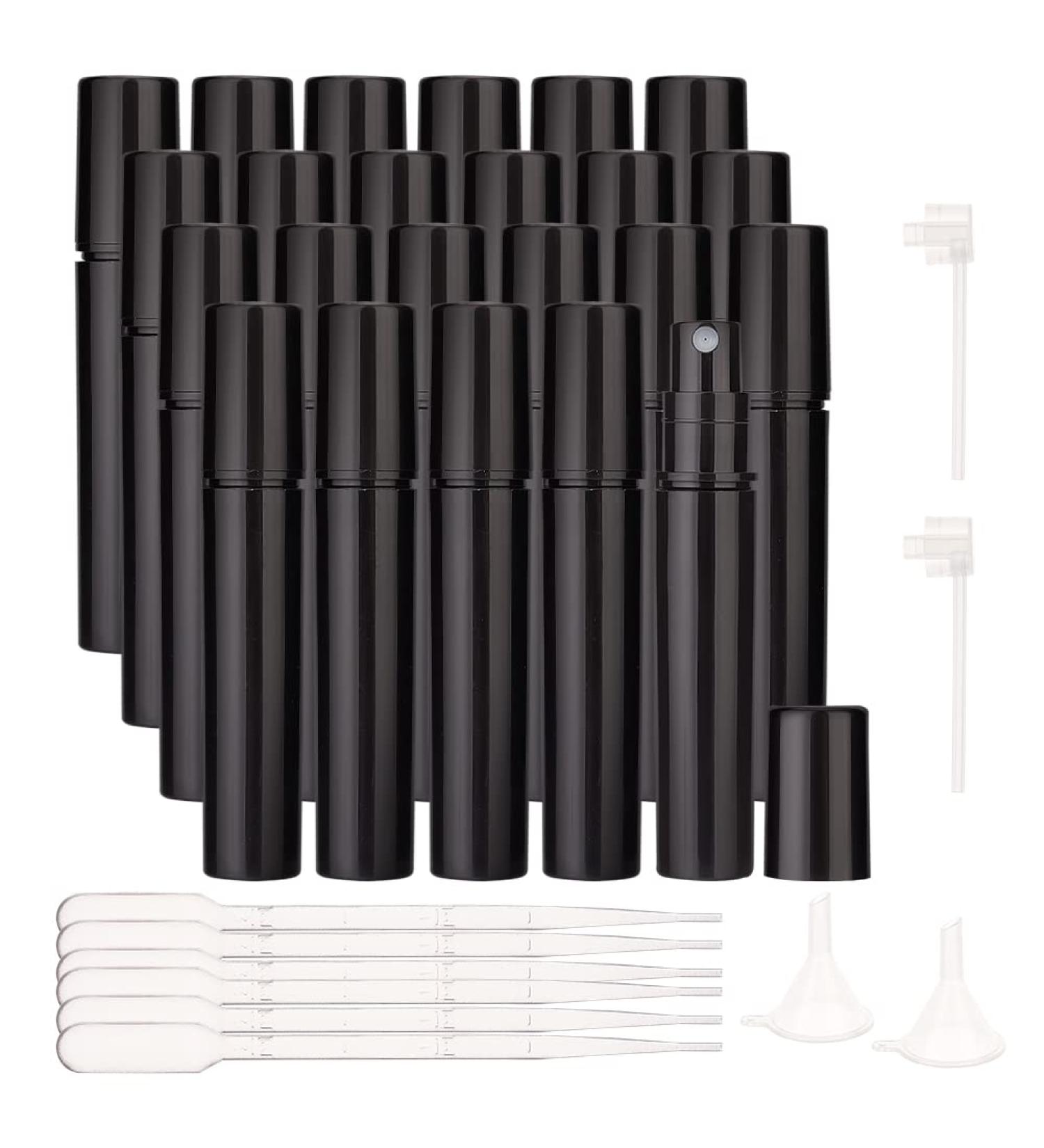 Buy Benecreate 80 PCS Mini Black Spray Bottles - 3ml Travel Perfume Bottles with Pipettes Funnel & Pump | International Shipping Available - Buy Online on GoSupps.com