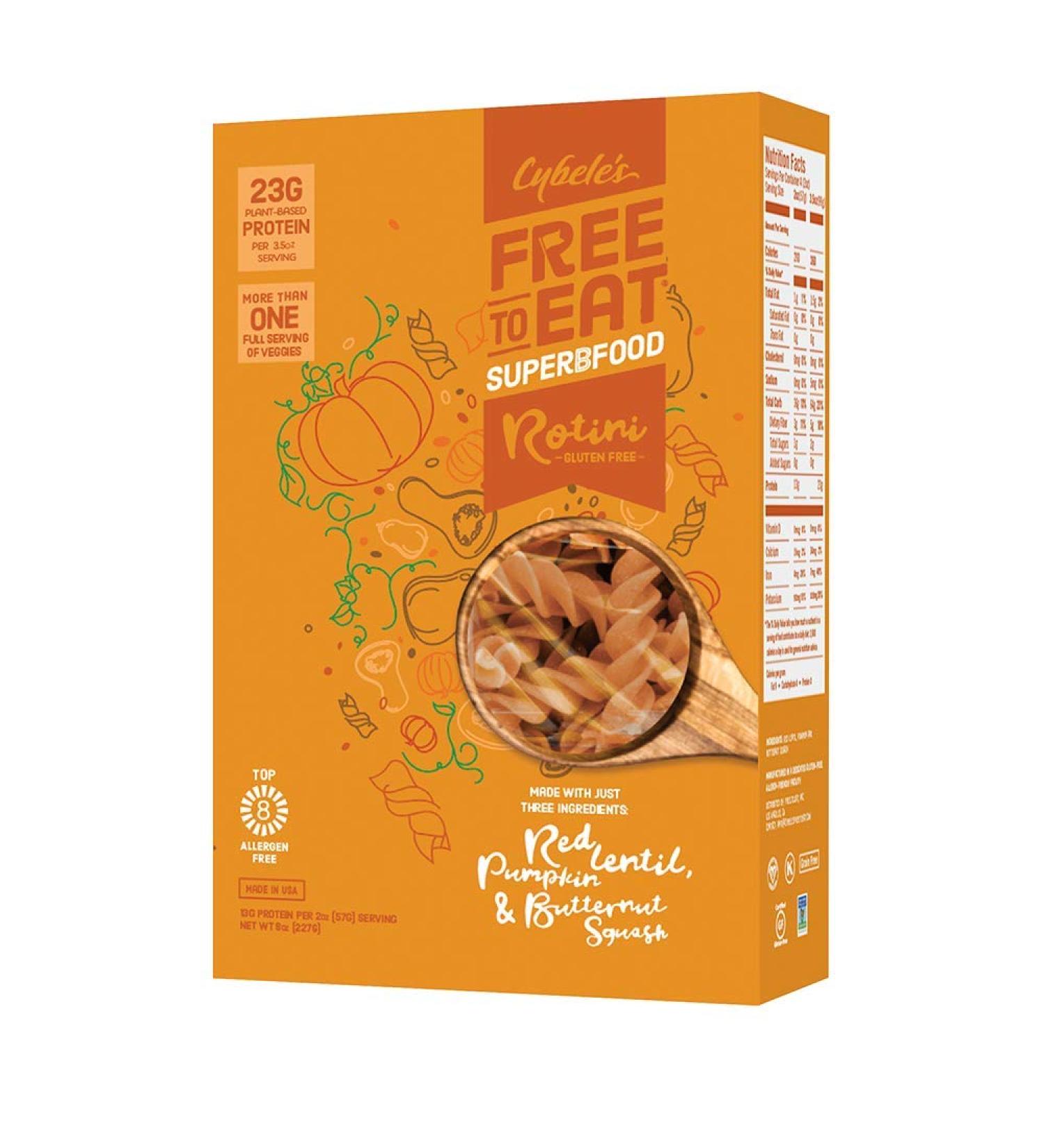 Cybele's Free To Eat Gluten-Free & Grain-Free Superfood Orange Rotini - Plant-Based Protein, Vegan, Allergen-Free, 8oz Box - Buy Online on GoSupps.com