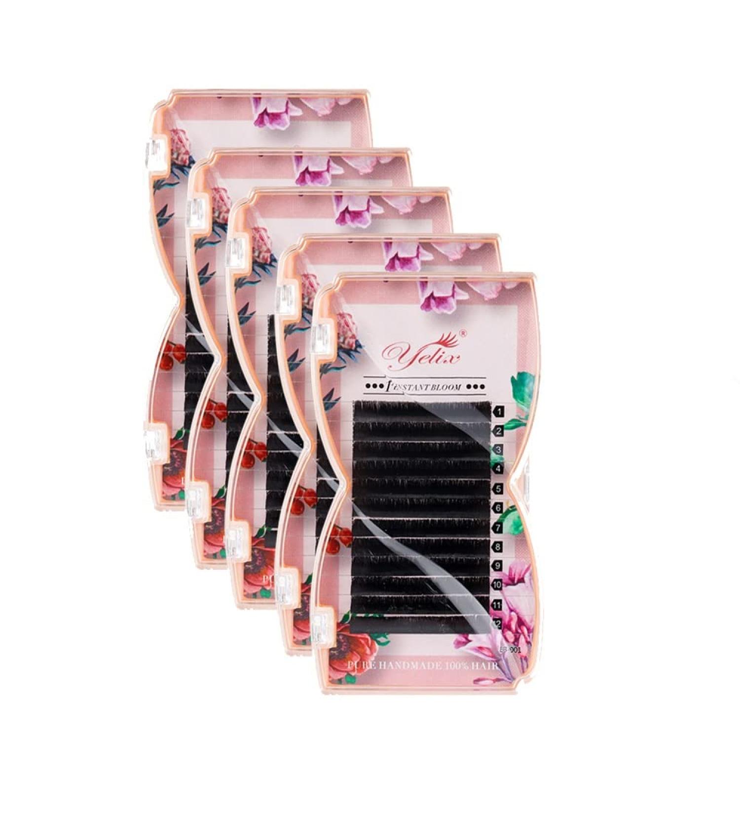 Buy 5 Trays 1 Second Blossom Eyelash Extensions Set | Easy Make Fans C Curl 10-14mm | 0.05mm Thickness | International Shipping - Buy Online on GoSupps.com