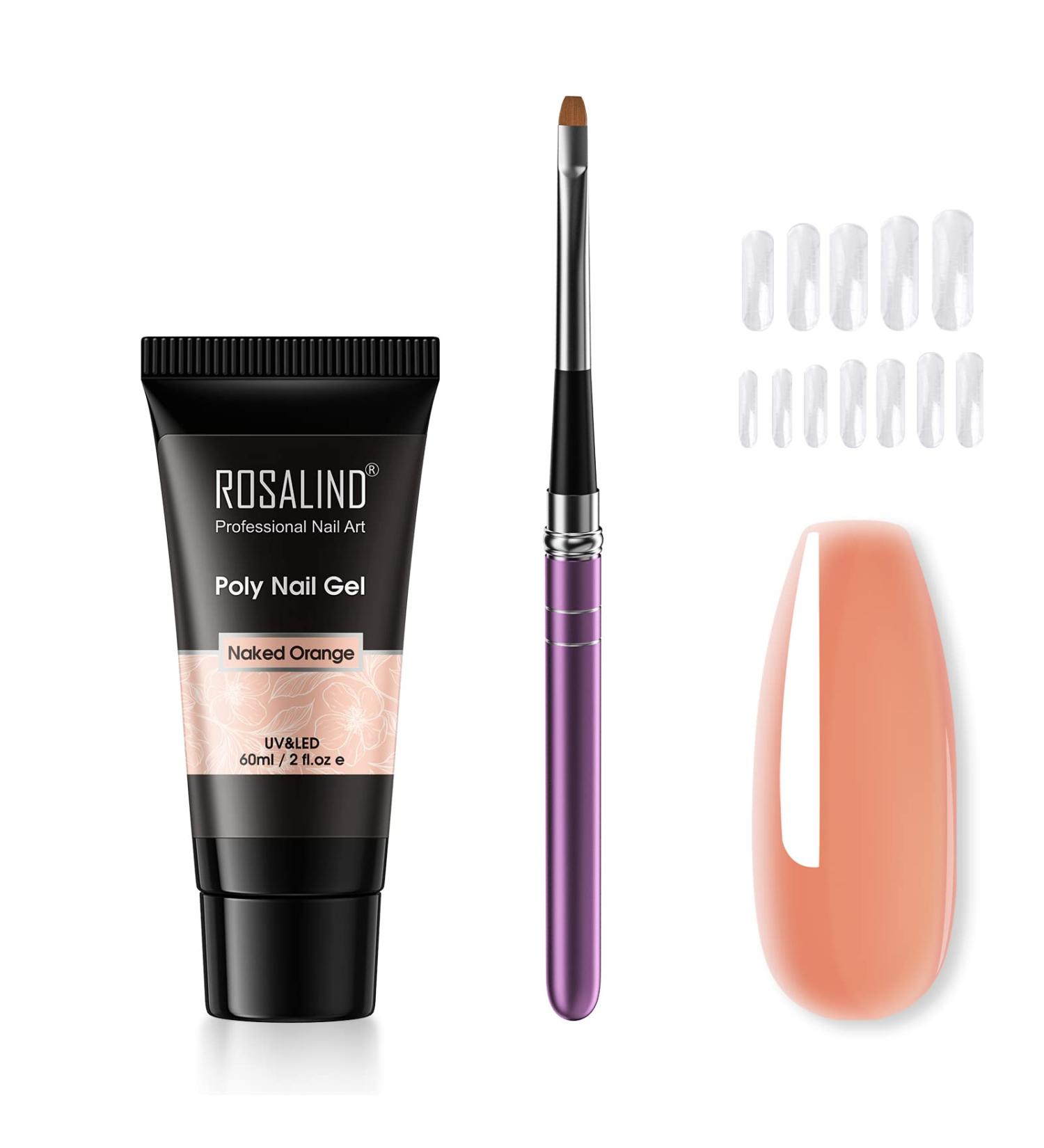 Rosalind Nude Poly Nail Gel Set - 60ml UV/LED Acrylic Nail Polish with Brush for Quick Nail Extensions - Buy Online on GoSupps.com