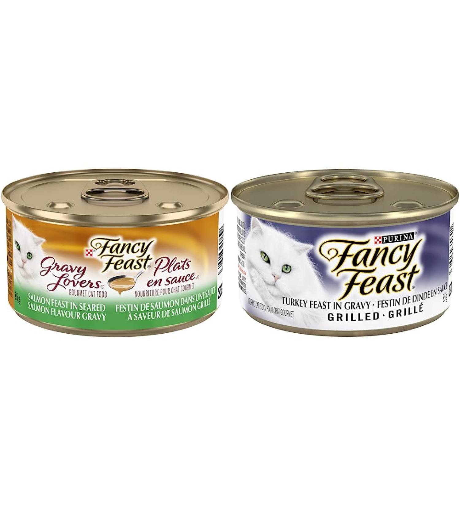 Fancy Feast Gravy Lovers Salmon and Grilled Turkey in Gravy Wet Cat Food Bundle (24 Packs Each) - 4.08 kg Total Cat Food+ Cat Food - Buy Online on GoSupps.com
