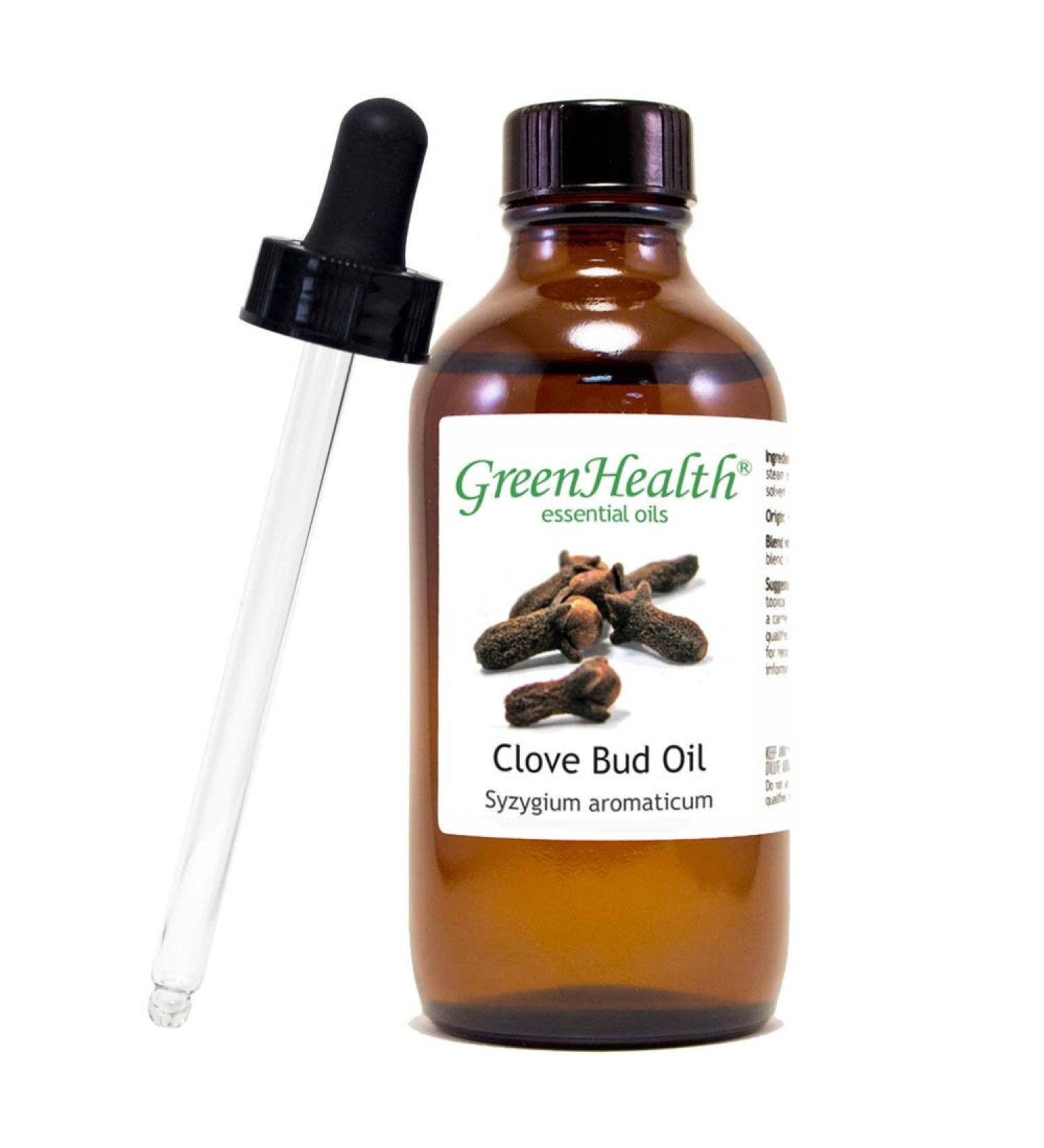 Clove Bud Essential Oil 4 fl oz (118 ml) Glass Bottle w/Glass Dropper 100% Pure Essential Oil GreenHealth