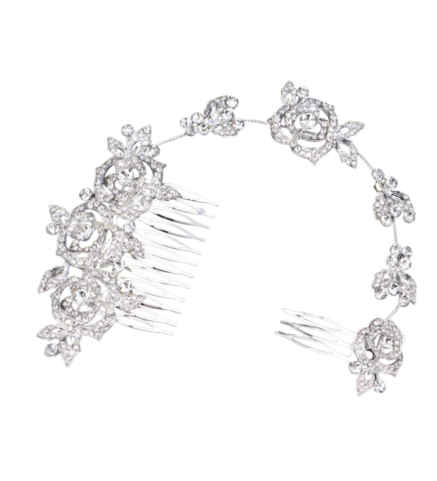 FRCOLOR Bridal Wedding Hair Comb Comb Floral rhinestone pin bride Rhinestone Headband Hair Comb - Buy Online on GoSupps.com
