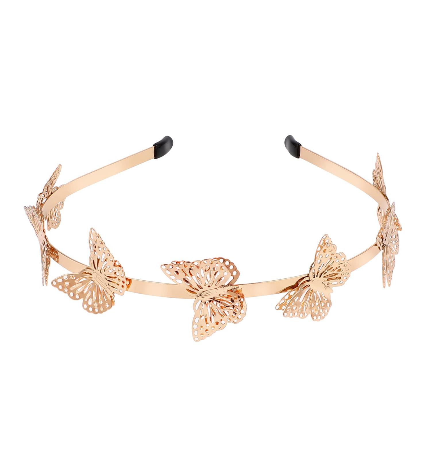 Beaupretty Butterfly Headband - Vintage Bridal Wedding Crown for Women Girls - Gold Metal Tiara Headpiece - 1 Count - Buy Online on GoSupps.com