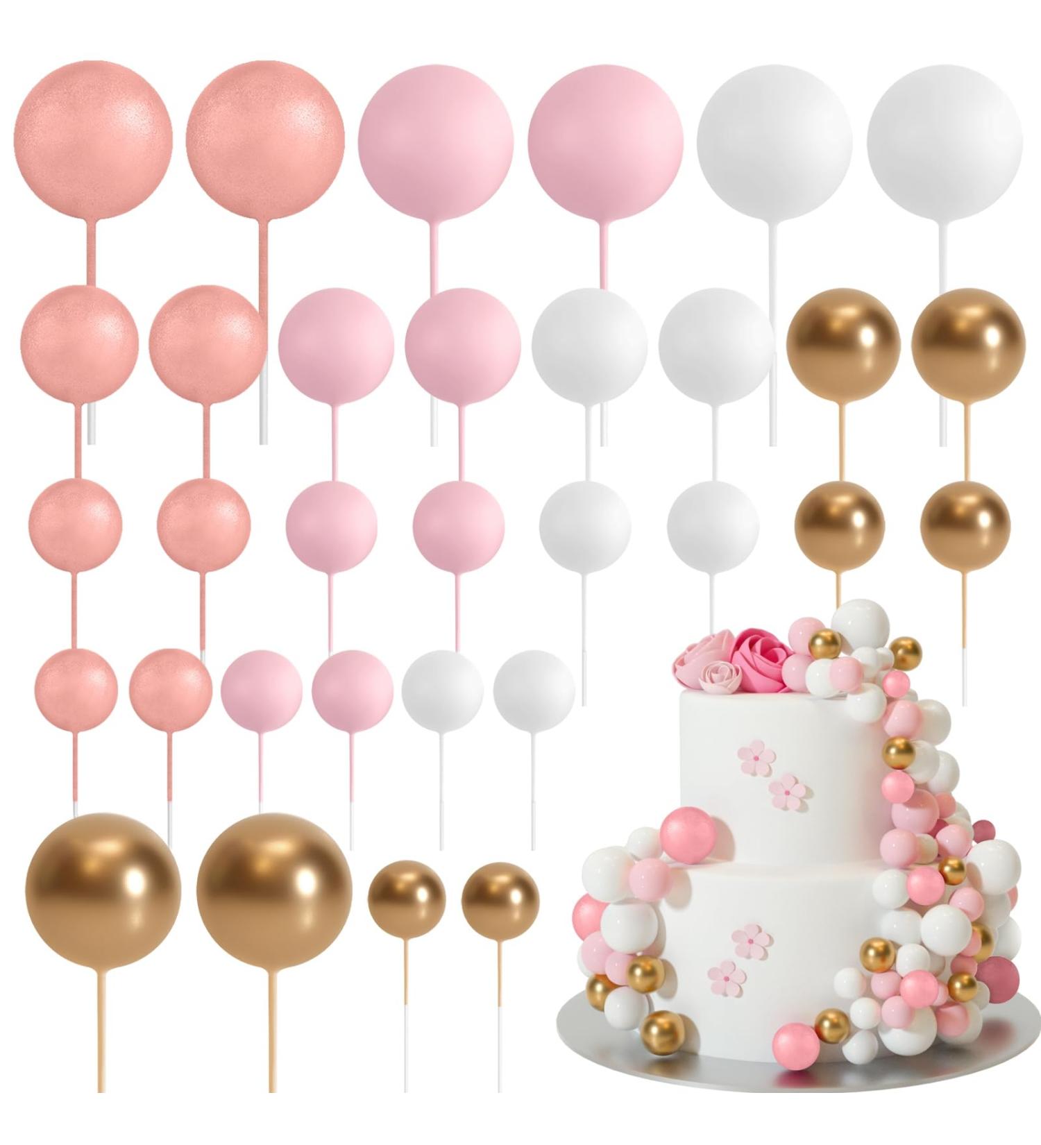 Astaron 32-Piece Tortendeko Balls Cake Toppers - Mini Balloons for Weddings Baby Showers & Birthdays (Rose Gold & Pink) - Buy Online on GoSupps.com