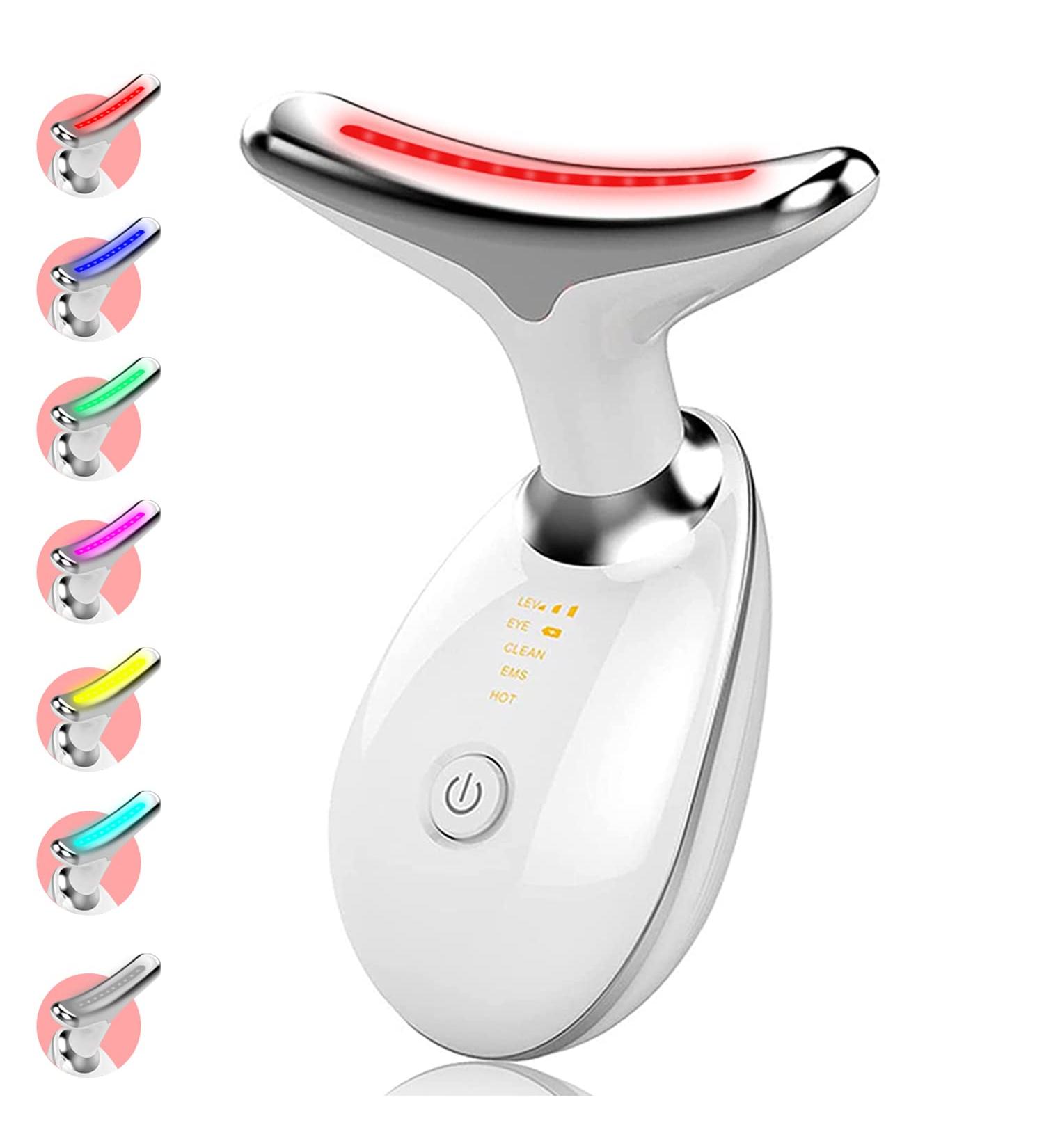 Hepsun Firming Wrinkle Removal Face Neck Beauty Device 7 Color Mode Skin Rejuvenation Jawline Shaper Handset Neck Tightening Anti-Aging - Buy Online on GoSupps.com