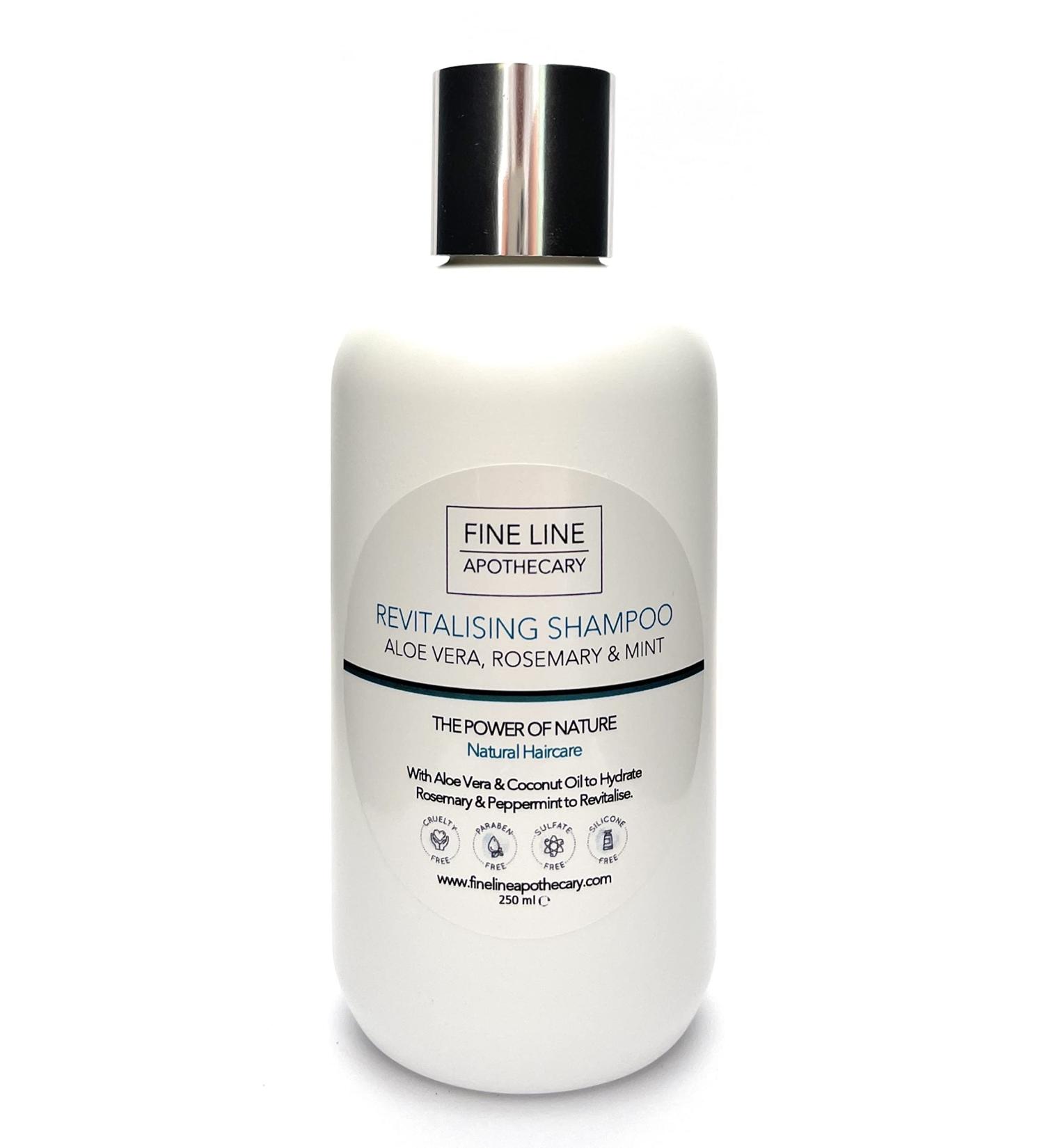 99% Natural REVITALIZING SHAMPOO + GROWTH - ALOE VERA ROSEMARY & MINT 250 ml by Fine Line Apothecary - Sulfate Free Paraben Free. Concentrated. pH Balanced Gentle Suitable for Sensitive Skin - Buy Online on GoSupps.com