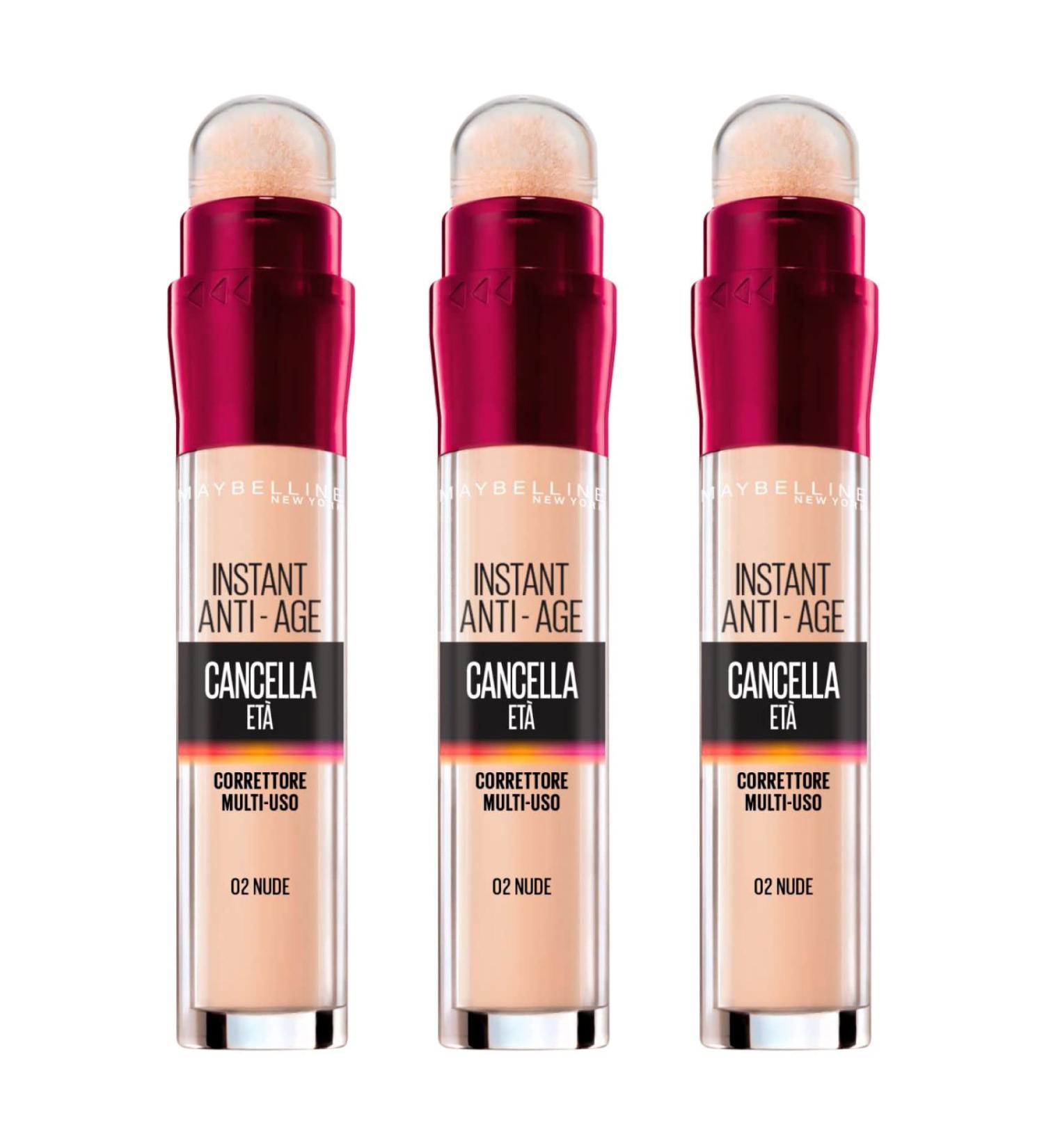 Buy 3x Maybelline New York Il Erase Age Liquid Concealer - Color 02 Nude (Pack of 3) | Best Multi-Purpose Concealer for Flawless Skin - Buy Online on GoSupps.com