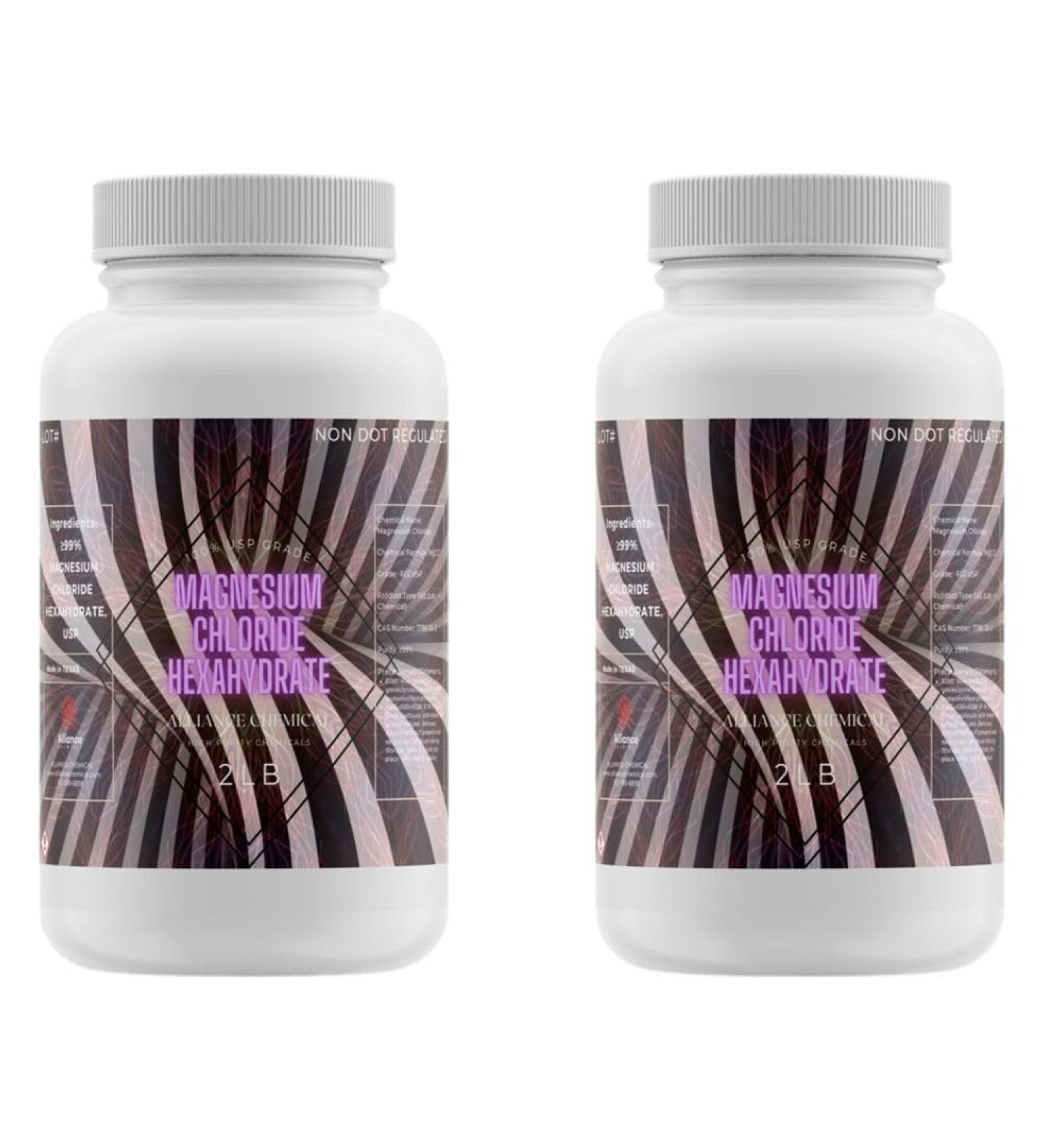 Magnesium Chloride Hexahydrate FCC USP Grade - 2 Pack (4 lb.) for Food and Pharmaceutical Processing 64 Ounce (Pack of 1)