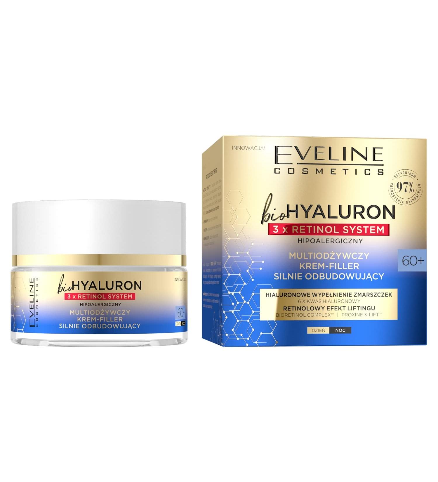 EVELINE COSMETICS Biohyaluron 3x Retinol Lifting System Anti Aging Filler Restoring Cream Rejuvenating 60+ PROXINE 3Lift 6in1 Vegan formula 97 natural composition 50 ml - Buy Online on GoSupps.com