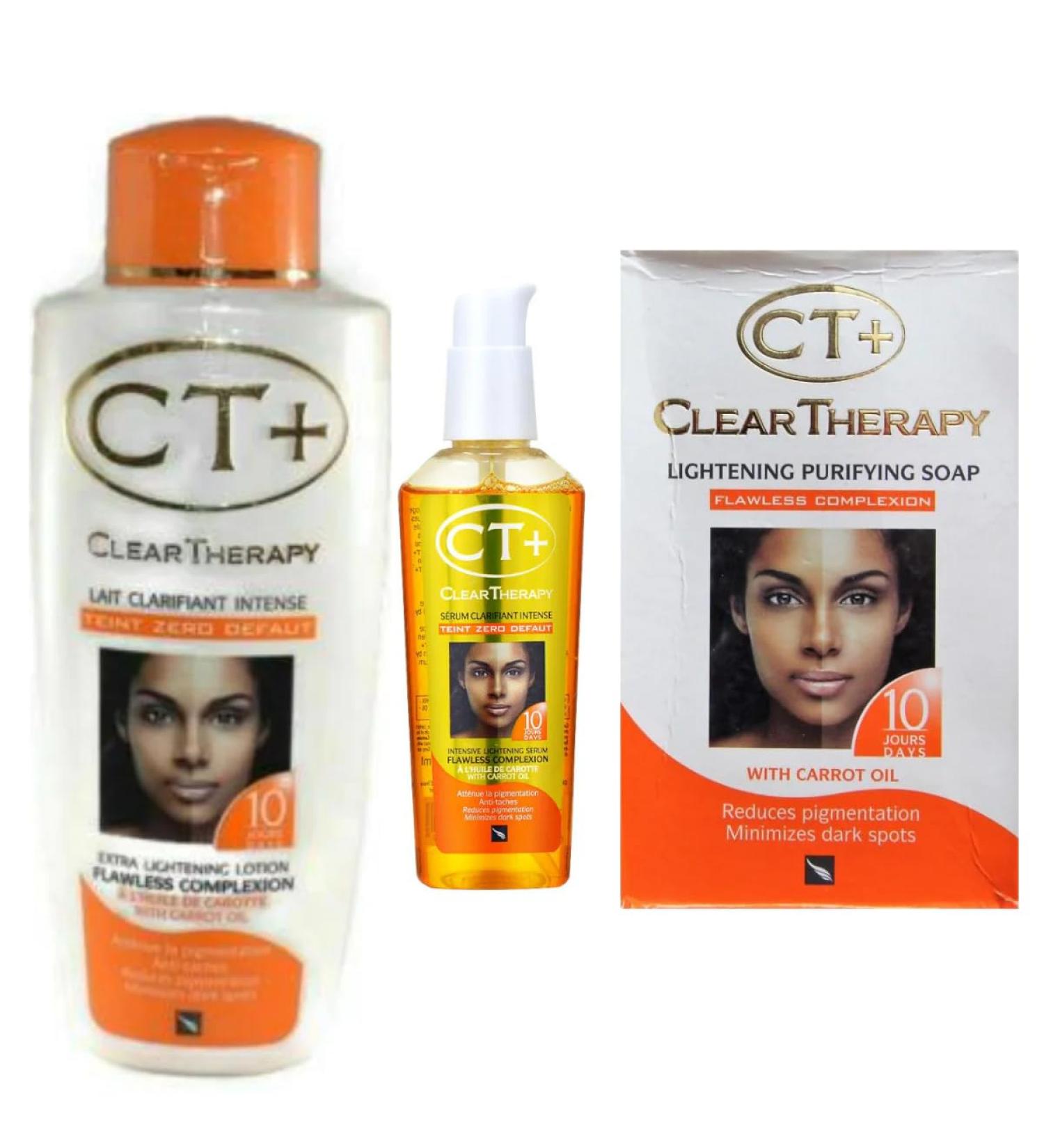 E de B CT+ Clear Therapy Extra Lightening Lotion + Soap+ Serum With Carrot Oil (3 Pack)