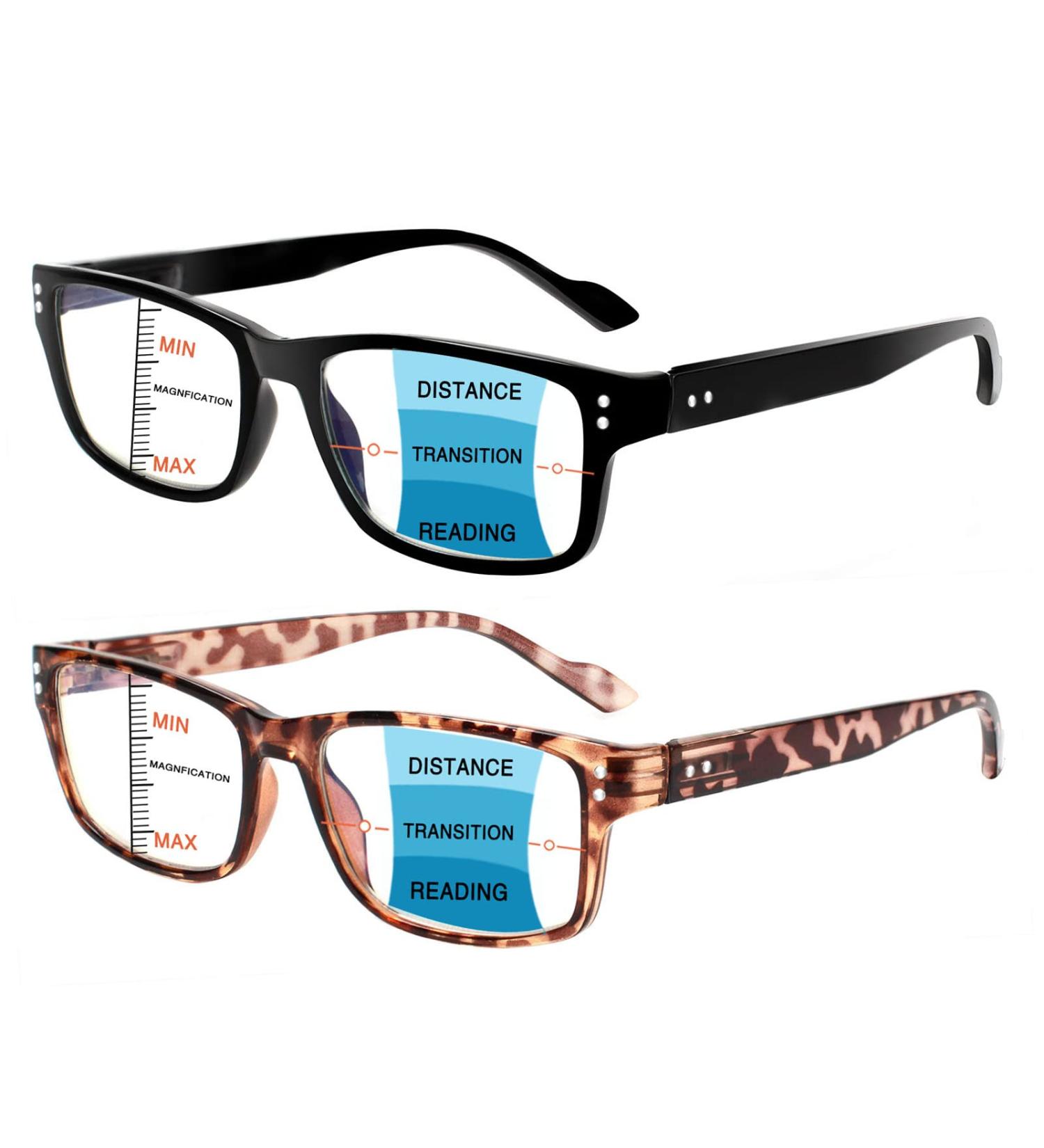 CLASAGA 2 Pack Multifocus Reading Glasses for Women & Men - Blue Light Blocking Spring Hinge Black/Tortoise 2.25x - International Shipping Available - Buy Online on GoSupps.com