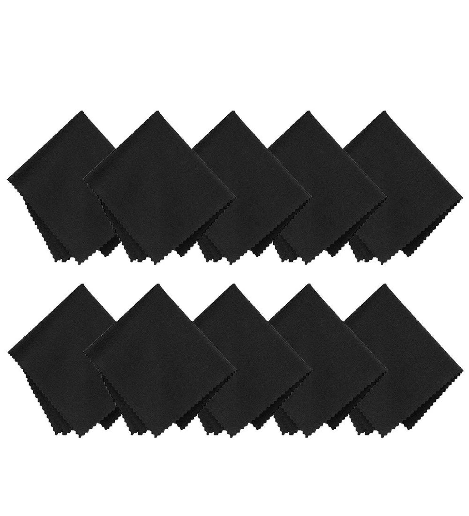 10 Pcs Premium Microfiber Cleaning Cloths for Lens Glasses & Screens - Black Saw Tooth Edge - Buy Online on GoSupps.com