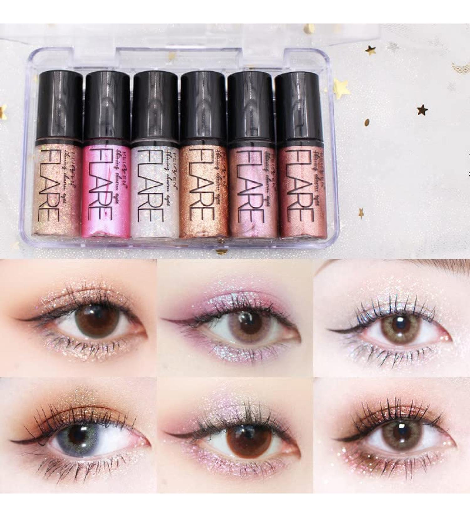 Go Ho 6 Colors Glitter Eyeshadow Makeup - Long-Wearing Liquid Glitter Eyeliner & Diamond Shine Eye Stick - Highly Pigmented Shimmer for Women - International Shipping Available - Buy Online on GoSupps.com