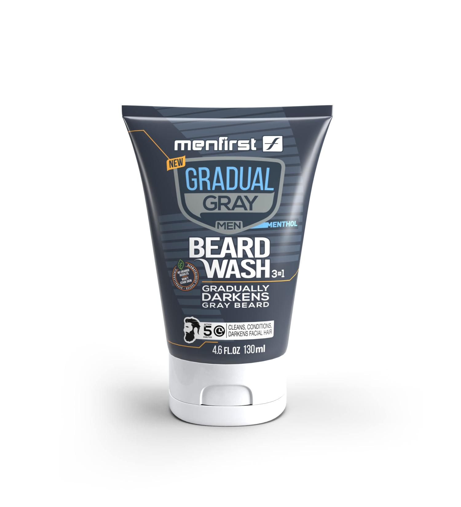 MenFirst Gradual Gray Darkening Beard Wash Shampoo for Men - Reduces White Beard Color - 4.6 oz - Dark Shades - Buy Online on GoSupps.com