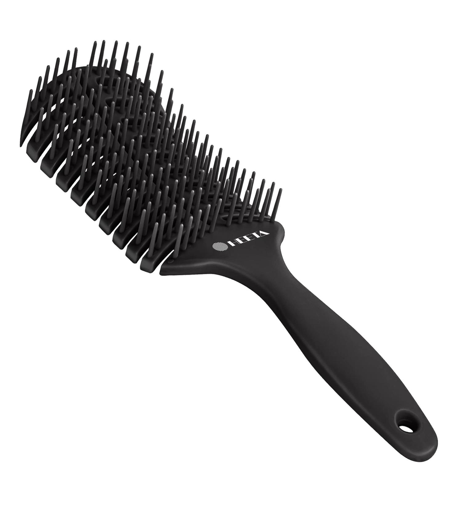 HEETA Curved Vented Styling Hair Brush - Fast Blow Drying Brush for Smooth & Tangle-free Hair - Men, Women, Kids - Black - Buy Online on GoSupps.com