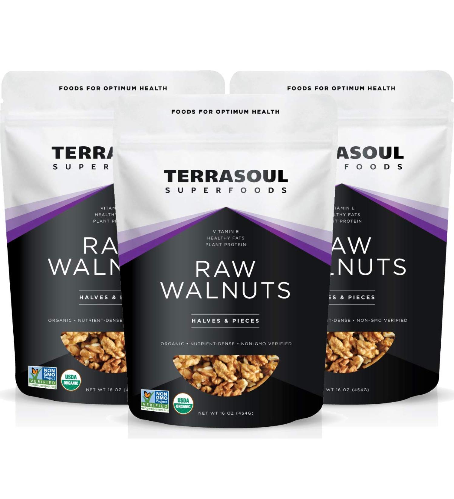 Terrasoul Superfoods Organic Raw Chandler Walnuts 3 Lbs (3 Pack) - Fresh Light Color - Buy Online on GoSupps.com