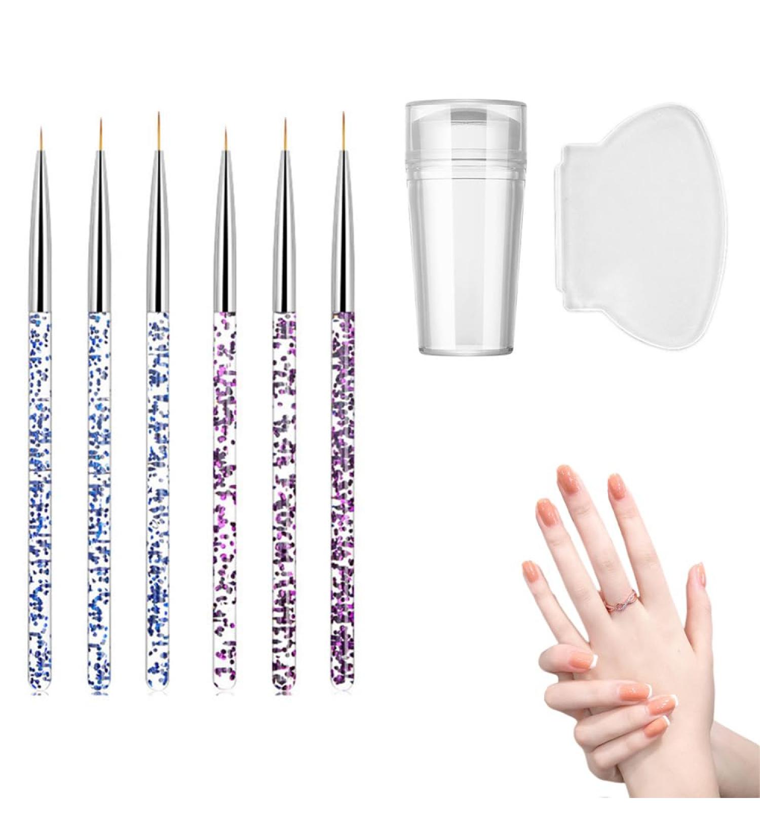 MINAYANLEO 8 Pcs Nail Art Stamper Kit - Transparent Jelly Stamper with Scraper and Brushes for Manicure DIY - Buy Online on GoSupps.com