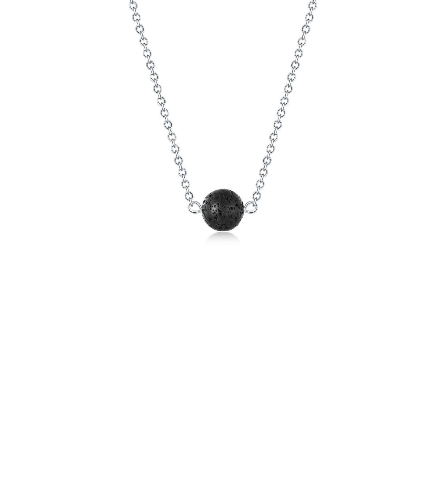 Lava Stone Bead Essential Oil Diffuser Necklace | Aromatherapy Jewelry | 16.5" Silver Chain Pendant - Buy Online on GoSupps.com