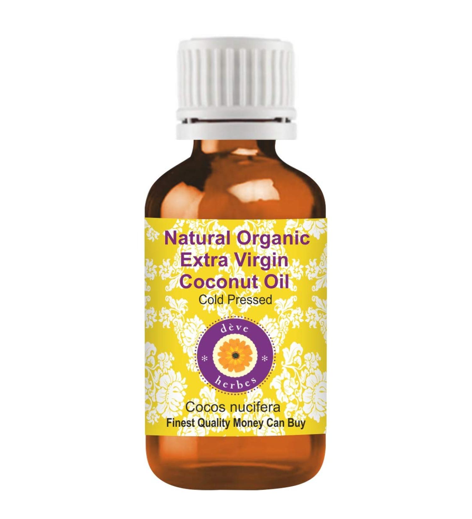 Deve Herbes Organic Natural Virgin Coconut Oil (Cocos nucifera) Cold Pressed 100ml (3.38 oz) - Buy Online on GoSupps.com