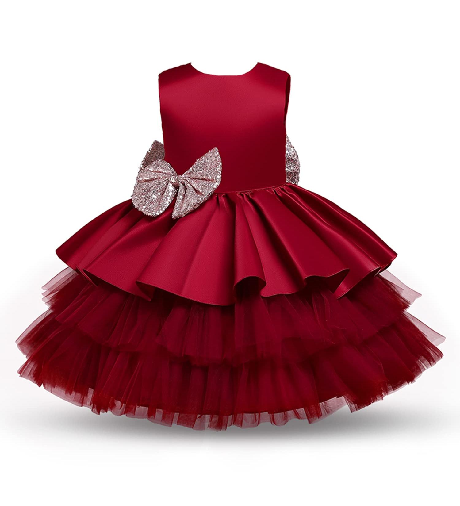 NNJXD Baby Girls Flower Princess Birthday Party Dress 730 Red-a | Size 3-4 Years - Buy Online on GoSupps.com