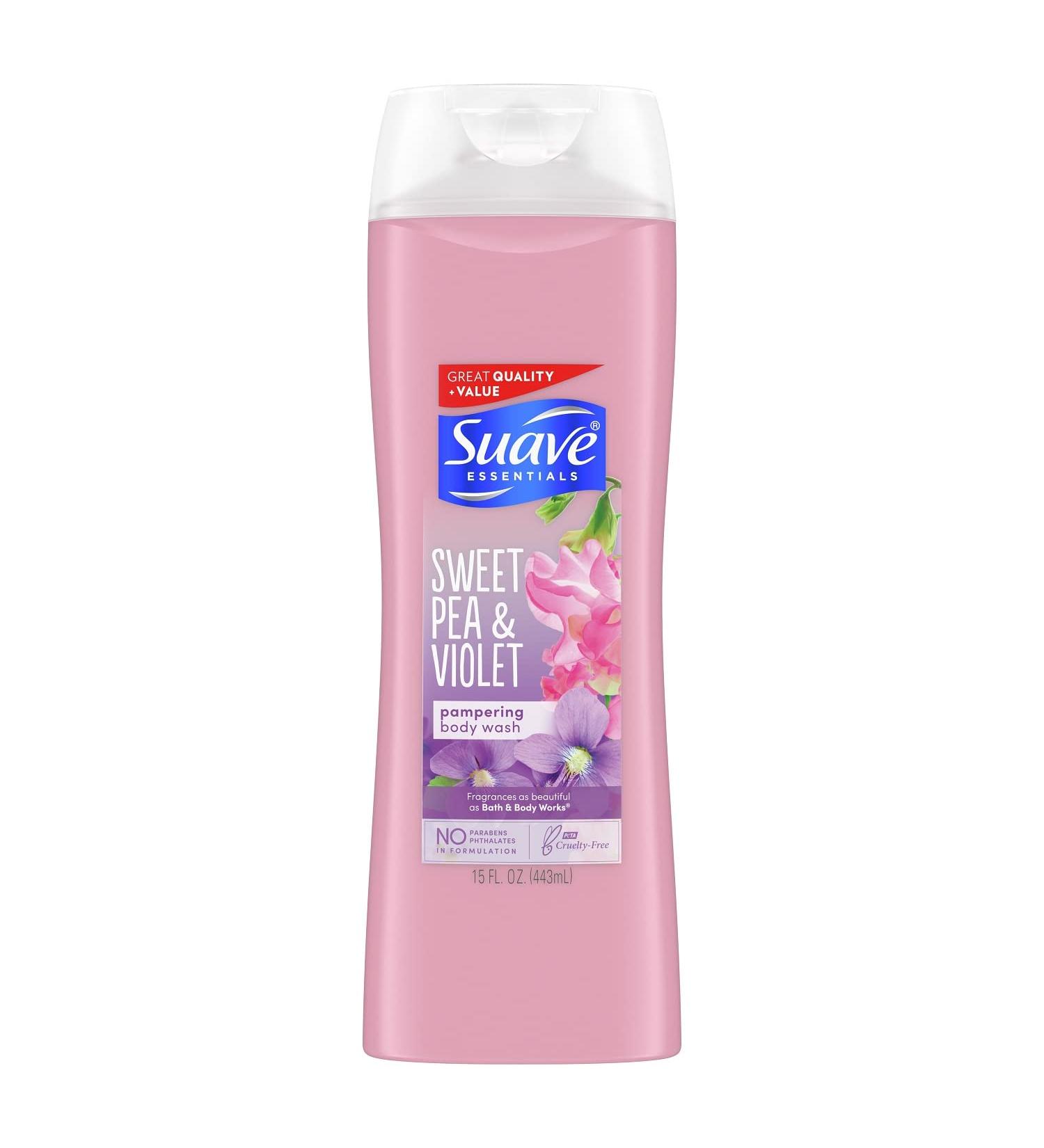 Suave Essentials Body Wash Sweet Pea & Violet | Vitamin E Shower Gel | 15 oz - International Shipping Available - Buy Online on GoSupps.com