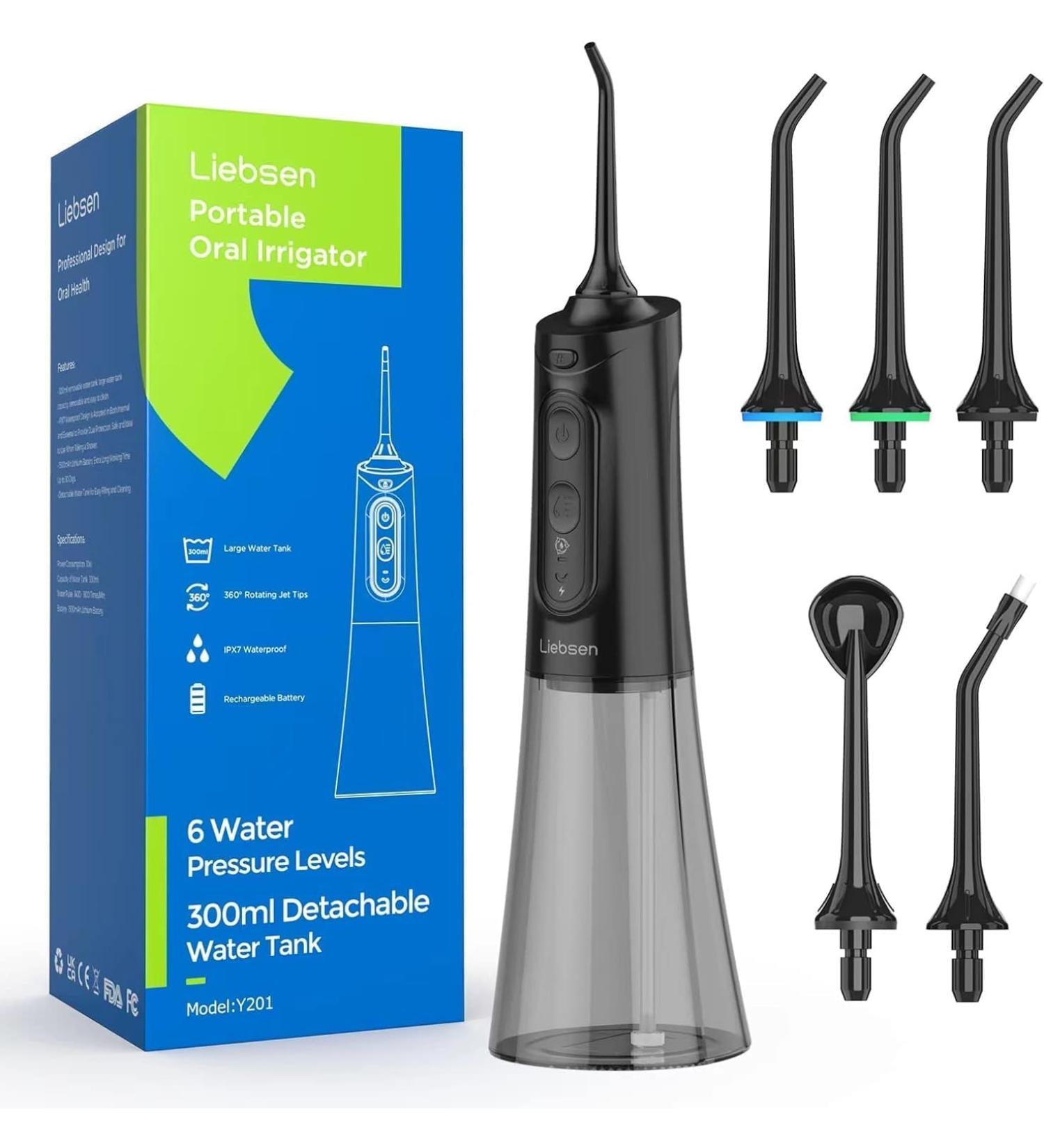 Portable Liebssen Mouth Shower - 6 Water Intensities 5 Nozzles IPX7 Waterproof Long Battery Life - Ideal for International Shipping - Buy Online on GoSupps.com