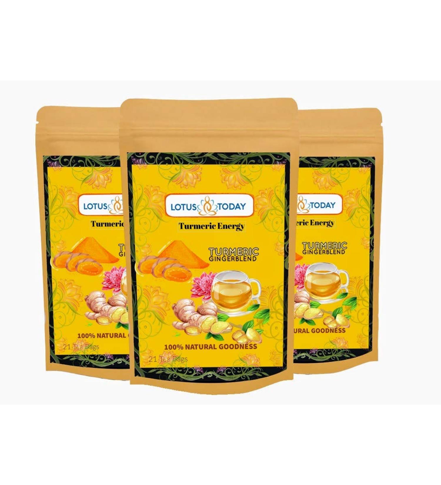 lotustoday Lotustoday Herbs Detoxifying Tea 21 Pack of 3 63 Herbal Tea Blends (Turmeric Blend Ginger 63 Tea Bags - 3 Pack)