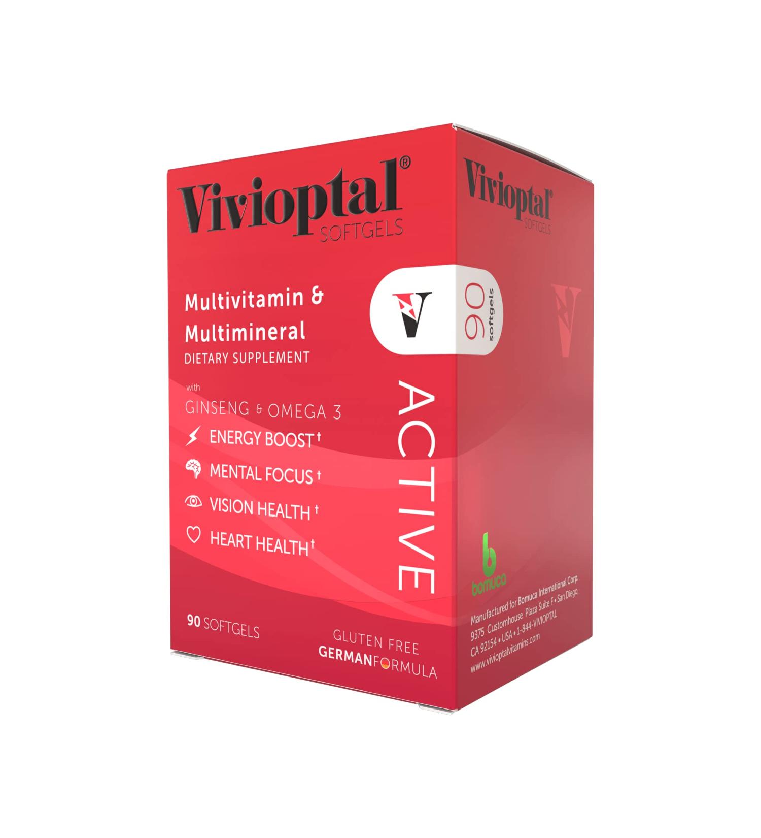 Vivioptal Active 90 Capsules - Multivitamin & Multimineral with Ginseng & Omega 3 - Buy Online on GoSupps.com