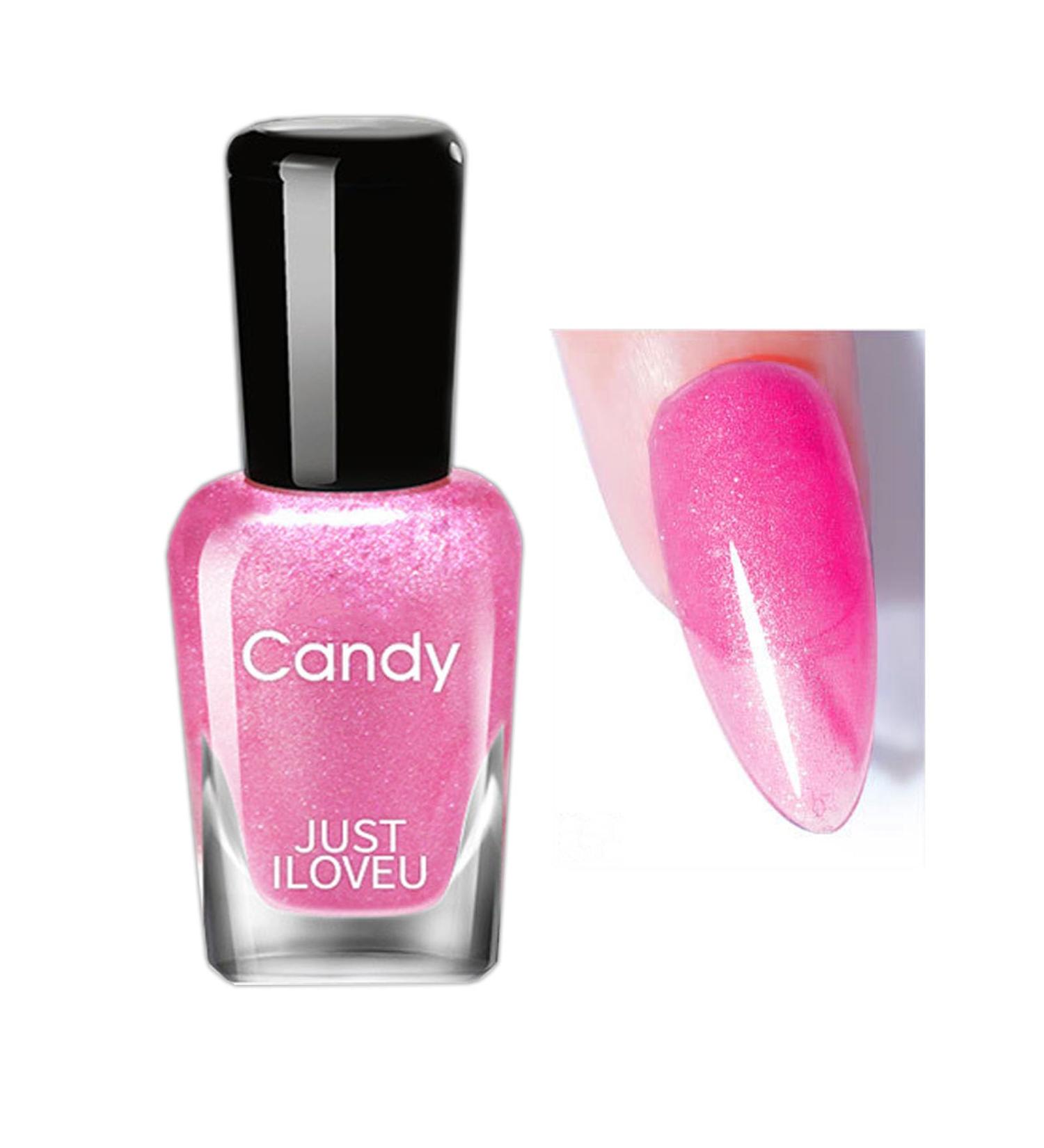 Hot Pink Pearl Glitter Nail Polish Gel Shimmering Shell Spiral Holographic Golden Shimmer Quick Dry Nail Varnish Mermaids Shining Sparkling Long Lasting No Need Cure DIY Nail Art Manicure - Buy Online on GoSupps.com