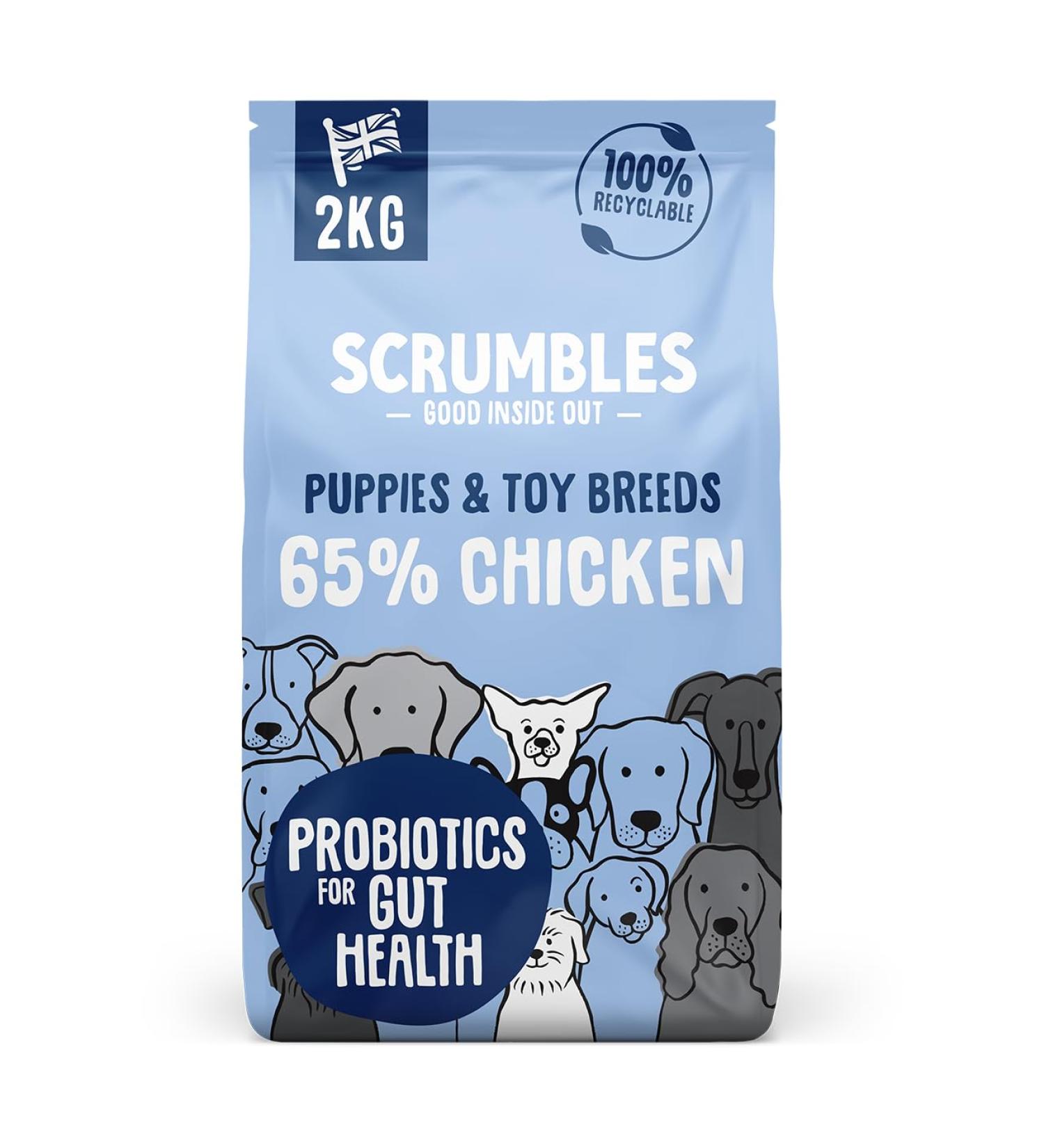 Scrumbles Natural Gluten-Free Dog Dry Food With Fresh Chicken For Puppies And Adult Toy Breeds 2 Kg Puppy 2 kg (Pack of 1) - Buy Online on GoSupps.com