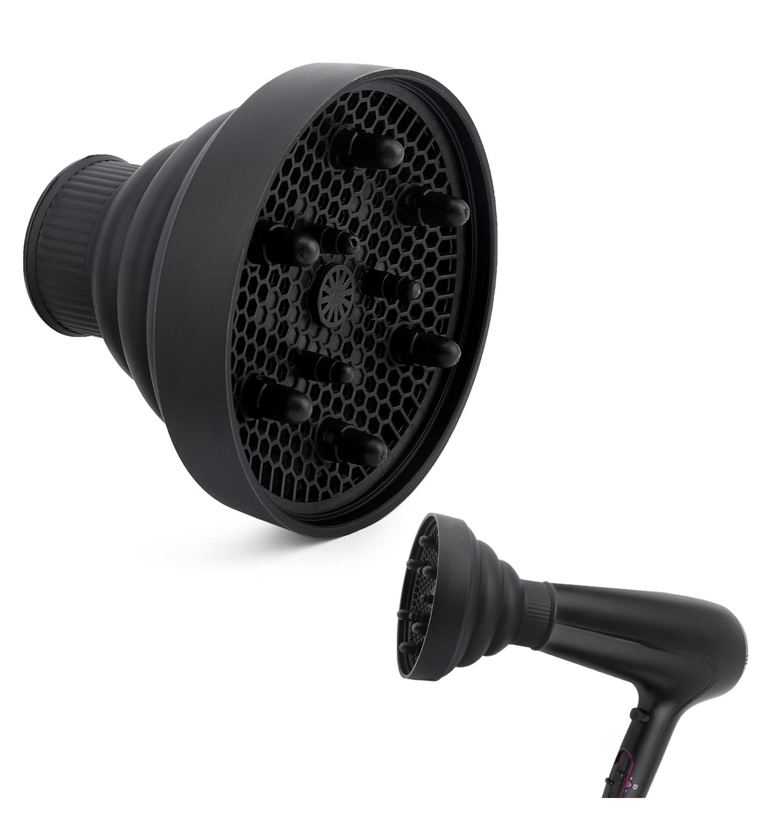 Universal Foldable Hair Diffuser | Silicone Adaptable Hair Dryer Accessory for All Hair Dryers - Black - Buy Online on GoSupps.com