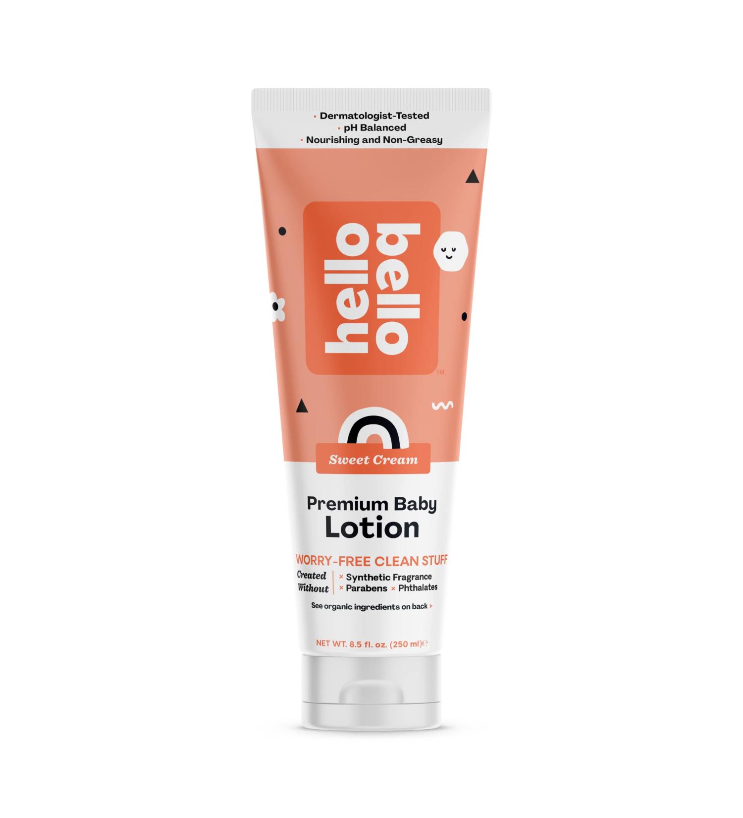 Hello Bello Sweet Cream Premium Lotion - Vegan, Cruelty-Free, Dermatologist-Tested | 8.5 fl oz Nourishing Moisturizer for Sensitive Skin | Babies & Kids - Buy Online on GoSupps.com