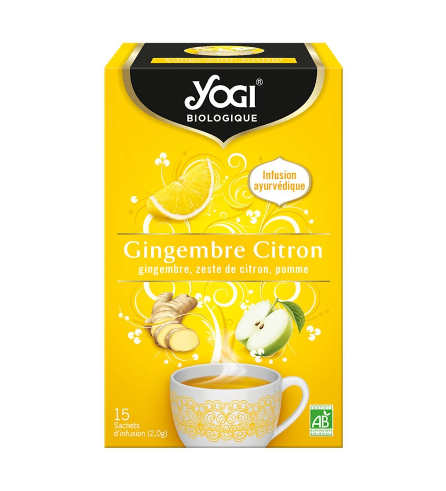 Yogi Organic Ginger Lemon Infusion 100% Organic Ginger Lemon Zest and Apple 15 Heat Sealed Sachets without staple 311716 - Buy Online on GoSupps.com