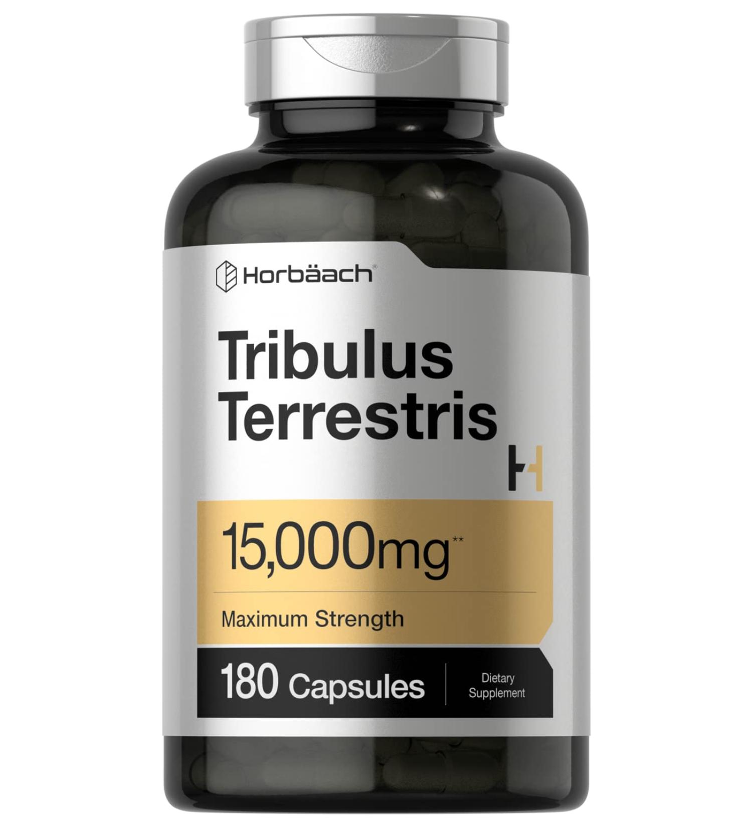Tribulus Terrestris 15000mg for Men | 180 Capsules | Non-GMO, Gluten Free Extract by Horbaach - Buy Online on GoSupps.com