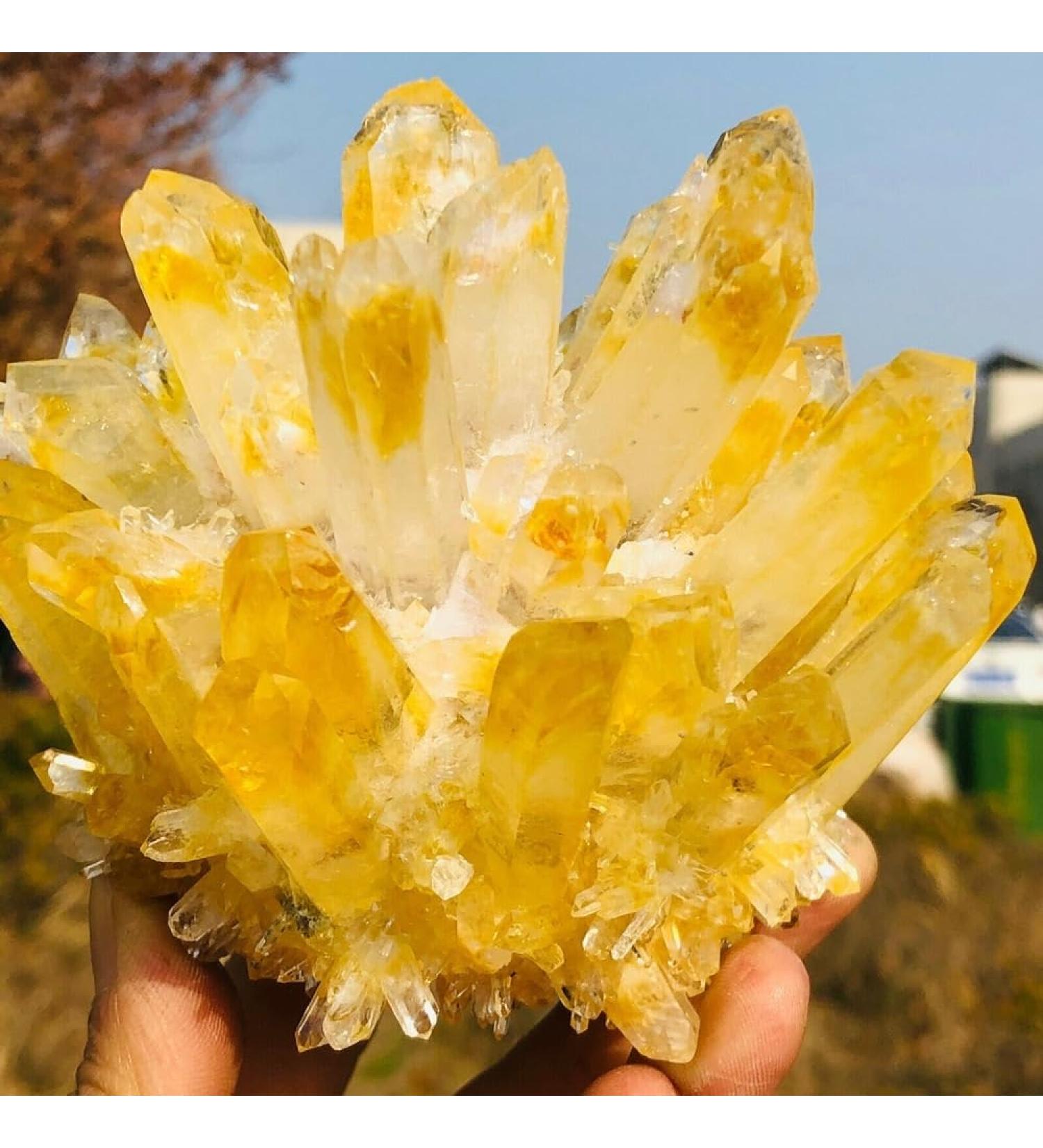 Yellow Tibetan Quartz Crystal Cluster Specimen (Size : 500-550g) - Buy Online on GoSupps.com