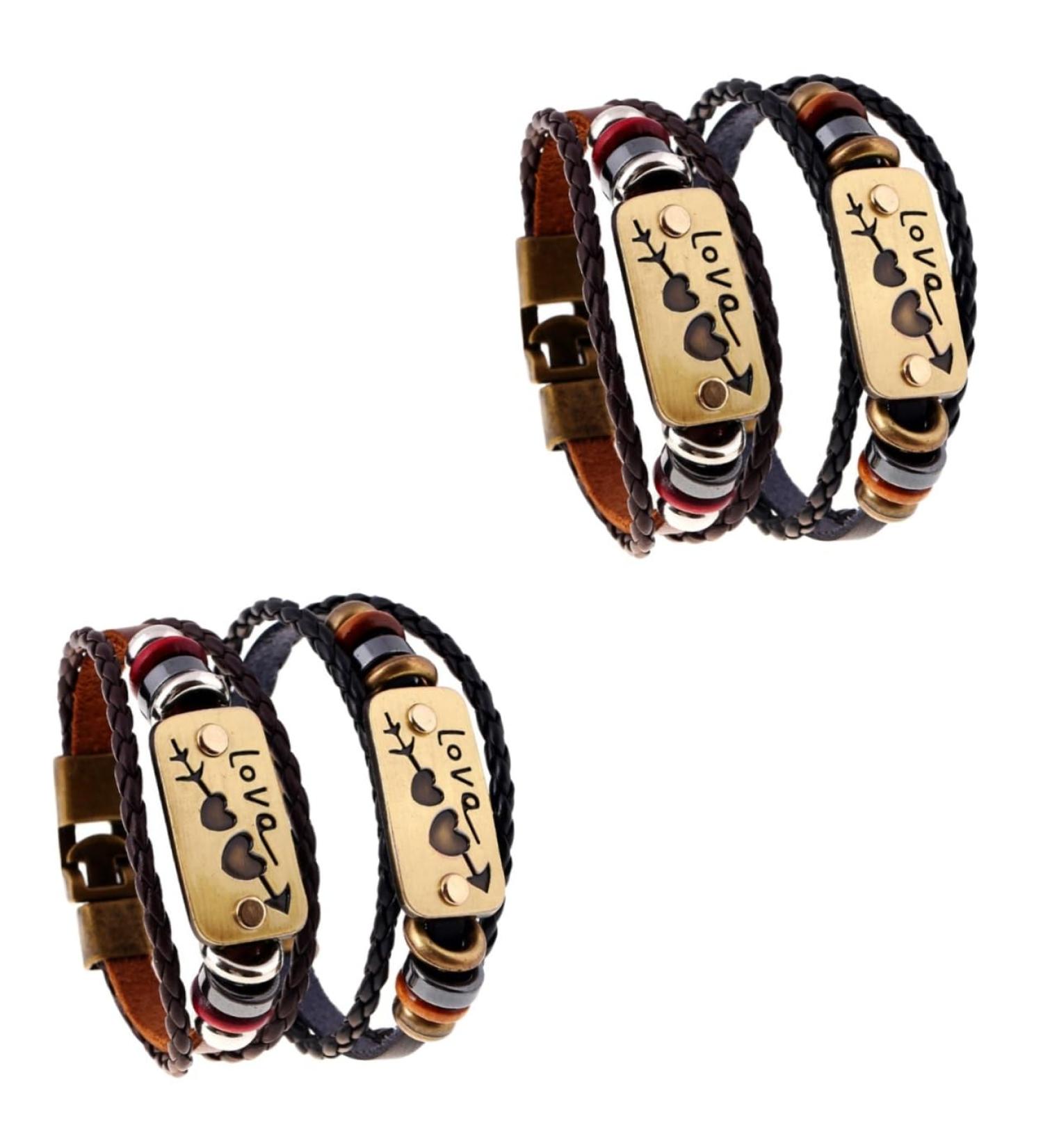 ABOOFAN 2pcs adjustable bracelet Leather Wrist Cuff Woven Wrist Cuff bracelet bracelets beaded mens beaded bracelet leather bracelet wrap Cords Bracelets student stackable birthday present 20X2cmx2pcs As Shownx2pcs - Buy Online on GoSupps.com