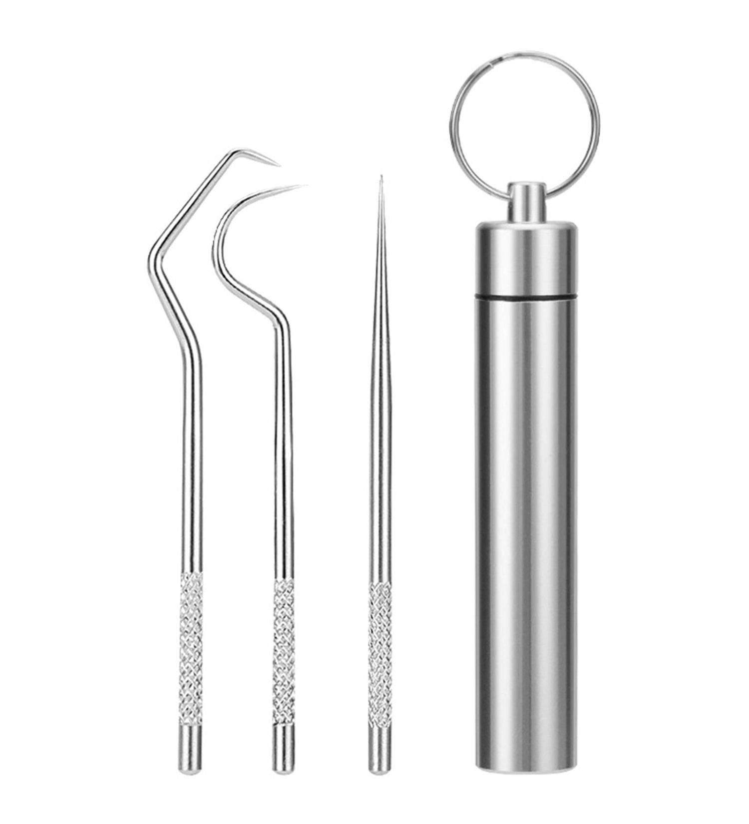 304 Steel Toothpick Cleaning Set | Portable Key Trailer Outdoor Cleaning Tool Kit - J5X4 Keychain - Buy Online on GoSupps.com