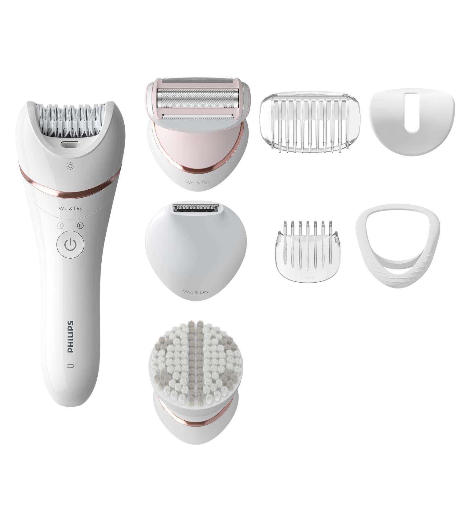 Philips Epilator Series 8000 - Wireless Wet & Dry Hair Removal Device for Legs & Body | 8 Accessories Included (Bre735/00) - Buy Online on GoSupps.com