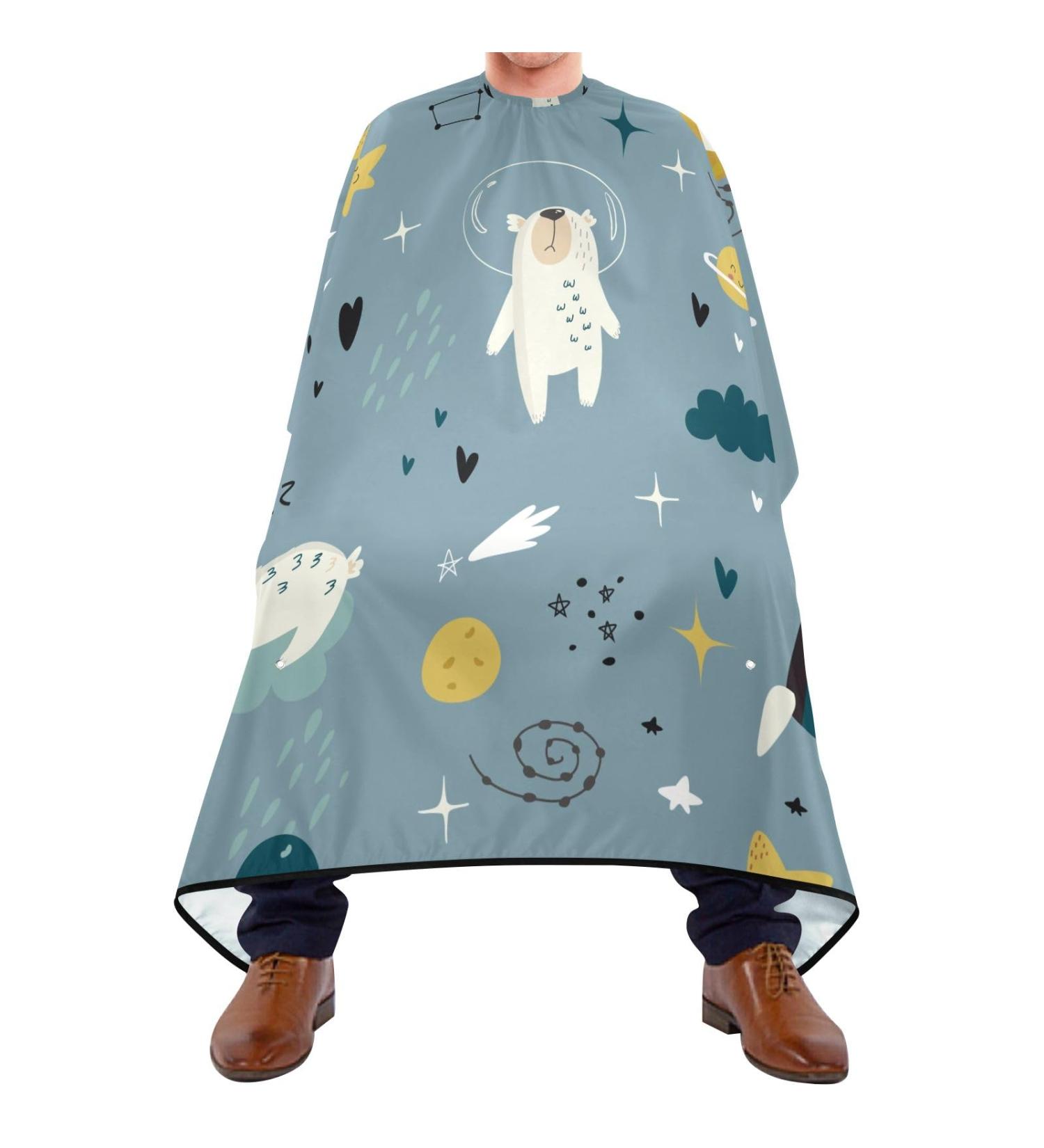 Waterproof Barber Cape - Cute Polar Bear in Space | Cheetah Haircut Bib for Men & Unisex - Perfect for Hair Cutting & Styling - Buy Online on GoSupps.com