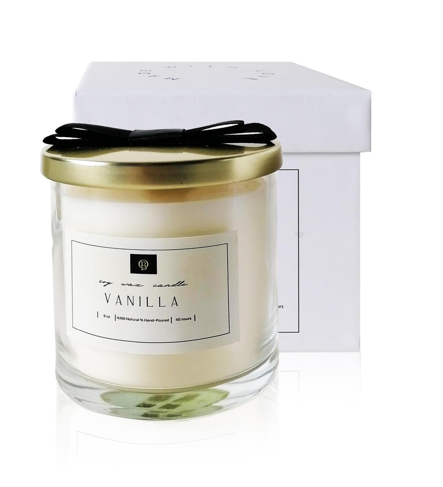 Luxury Vanilla Soy Candle - 100% Natural Wax Wood Wick | 8 oz 45 Hour Burn | Relaxing Aromatherapy Gift for Home - Buy Online on GoSupps.com