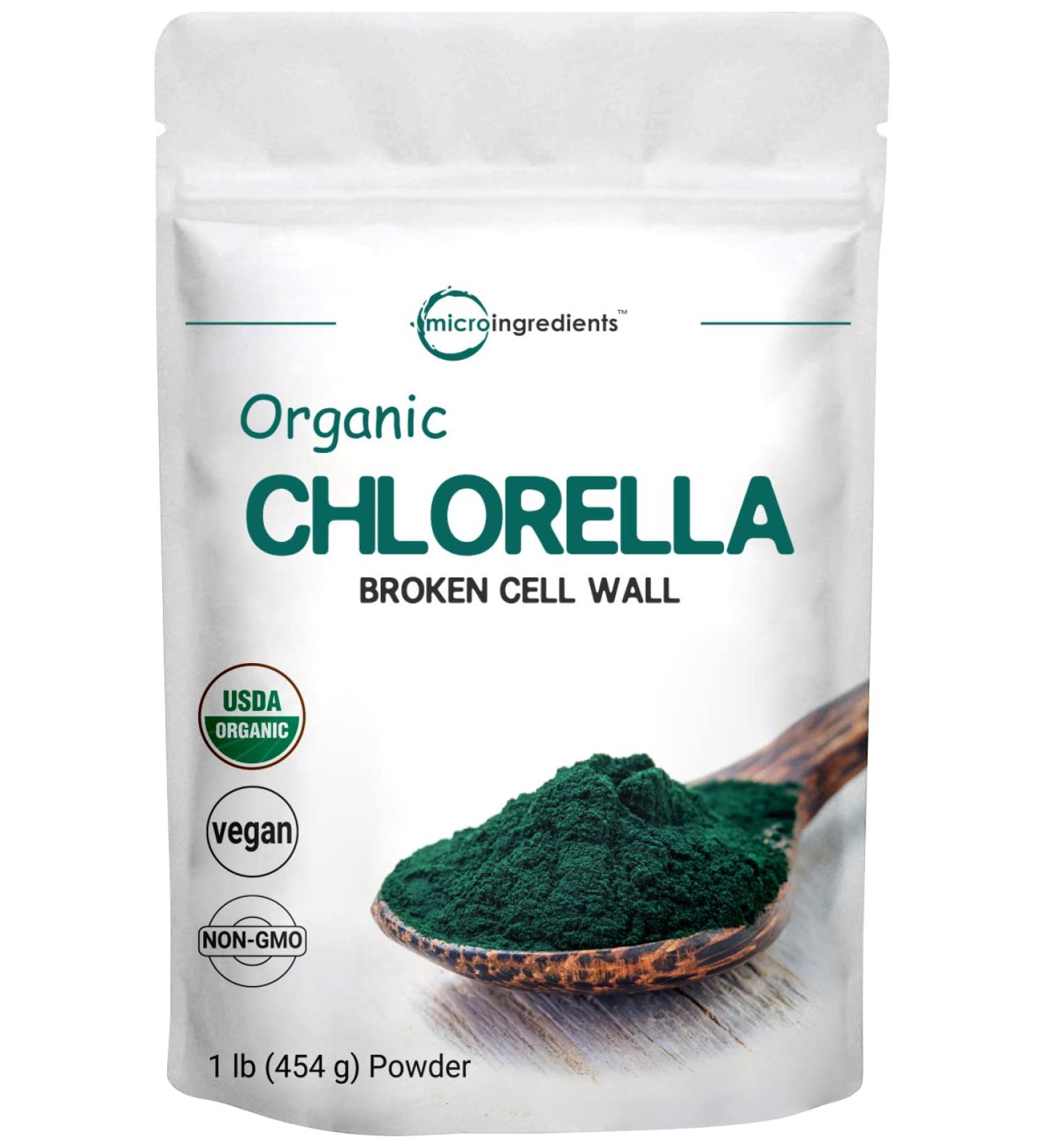 Premium Organic Chlorella Powder 1lb - Broken Cell Wall, Rich in Proteins & Vitamins - Vegan Friendly Bulk Supplement - Non-Irradiated Raw Superfood - 16oz (Pack of 1) - Buy Online on GoSupps.com