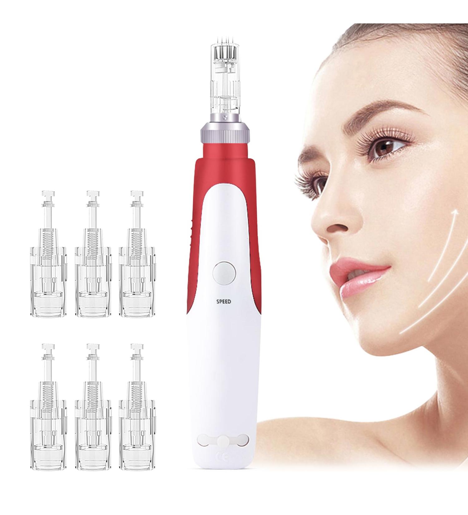 Dr.roller Microneedling Derma Pen Electric Derma Stamp Pen with 6 Cartridges Microneedling Kit (DG02) - Buy Online on GoSupps.com
