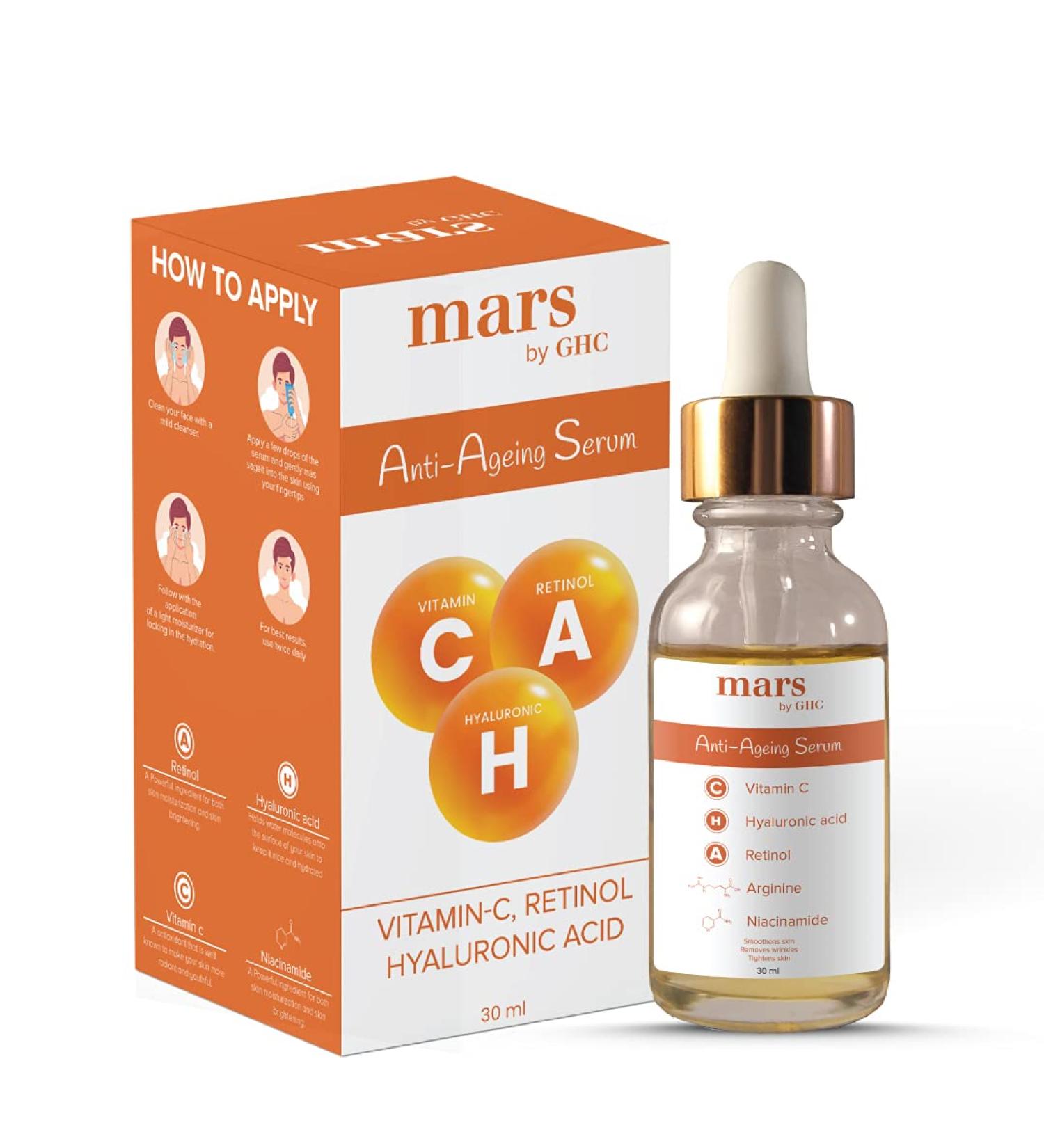 RUP Mars Anti-Ageing Face Serum - 5% Niacinamide 1% Retinol & Hyaluronic Acid | Collagen Booster for Wrinkles & Dullness - Spotless Glow 30ml | International Shipping - Buy Online on GoSupps.com